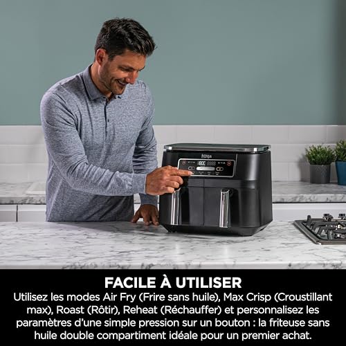 NINJA Foodi FlexDrawer Air Fryer, Dual Zone Avec Séparateur Amovible, Grand Tiroir de 10.4 L, 7-en-1, Double Zone, Sans Huile, Pièces Antiadhésives Compatibles Au Lave-Vaisselle, Noir AF500EU - Image 64
