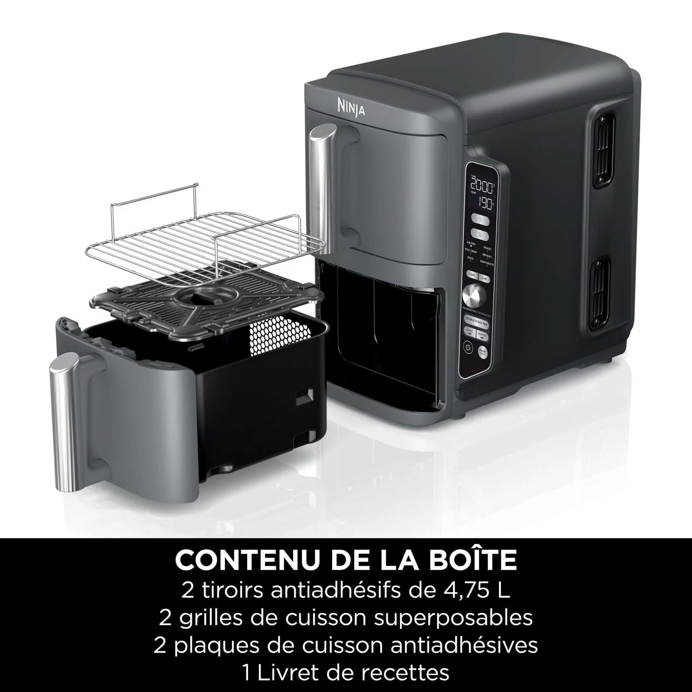 NINJA Foodi FlexDrawer Air Fryer, Dual Zone Avec Séparateur Amovible, Grand Tiroir de 10.4 L, 7-en-1, Double Zone, Sans Huile, Pièces Antiadhésives Compatibles Au Lave-Vaisselle, Noir AF500EU - Image 7