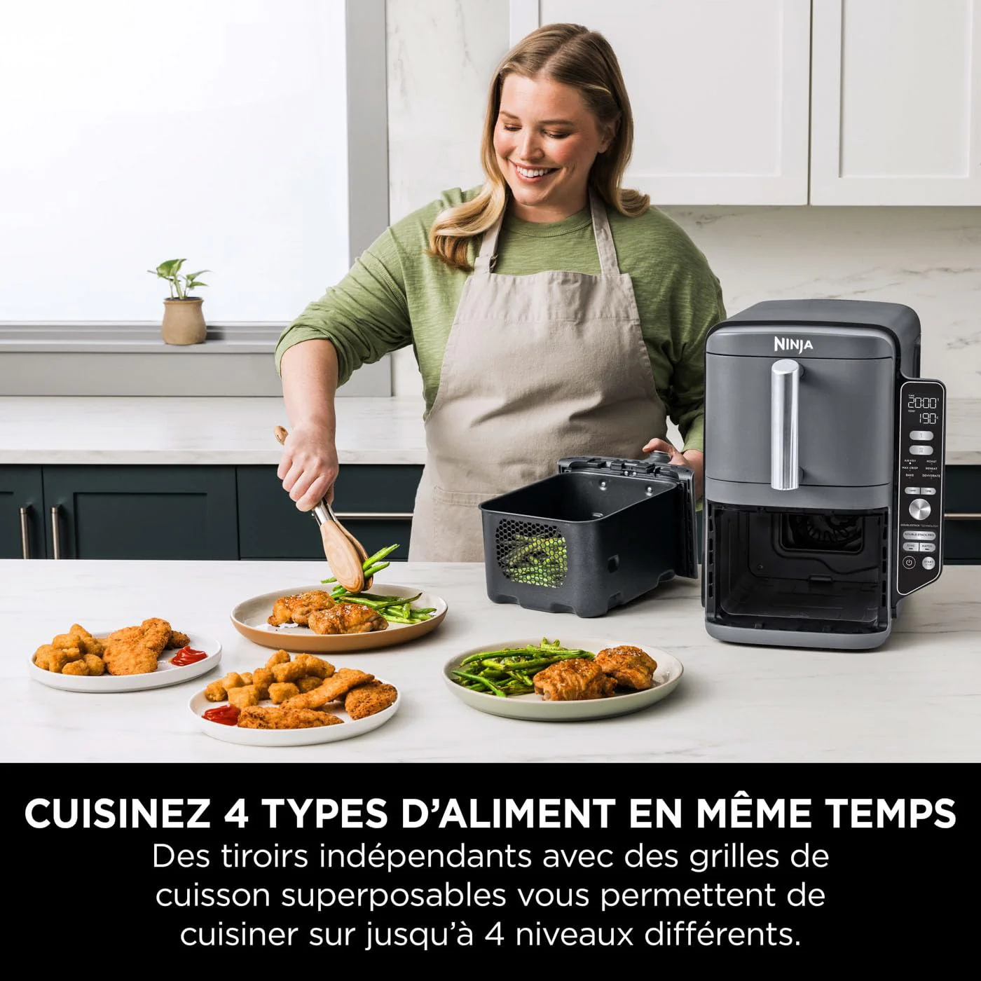 NINJA Foodi FlexDrawer Air Fryer, Dual Zone Avec Séparateur Amovible, Grand Tiroir de 10.4 L, 7-en-1, Double Zone, Sans Huile, Pièces Antiadhésives Compatibles Au Lave-Vaisselle, Noir AF500EU - Image 9