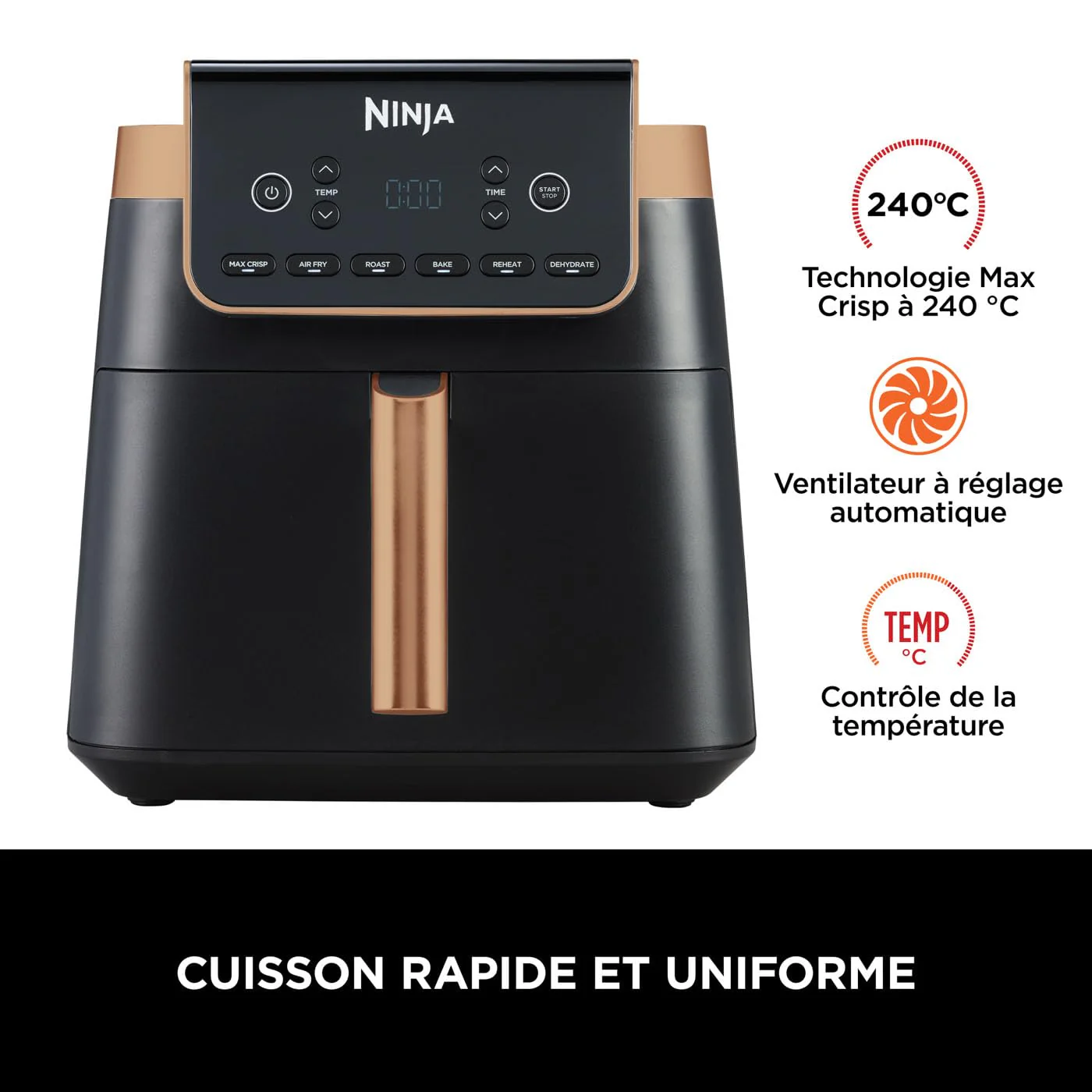 Ninja Foodi MAX Dual Zone Air Fryer, Friteuse sans huile, 2 tiroirs, 9,5 L, 6-en-1 (Air Fry, Max Crisp, rôtir, cuire, réchauffer, déshydrater), exclusivité Amazon, cuivre/noir, AF400EUCP - Image 10