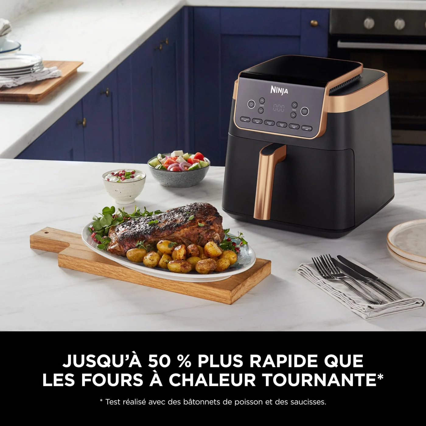Ninja Foodi MAX Dual Zone Air Fryer, Friteuse sans huile, 2 tiroirs, 9,5 L, 6-en-1 (Air Fry, Max Crisp, rôtir, cuire, réchauffer, déshydrater), exclusivité Amazon, cuivre/noir, AF400EUCP - Image 11