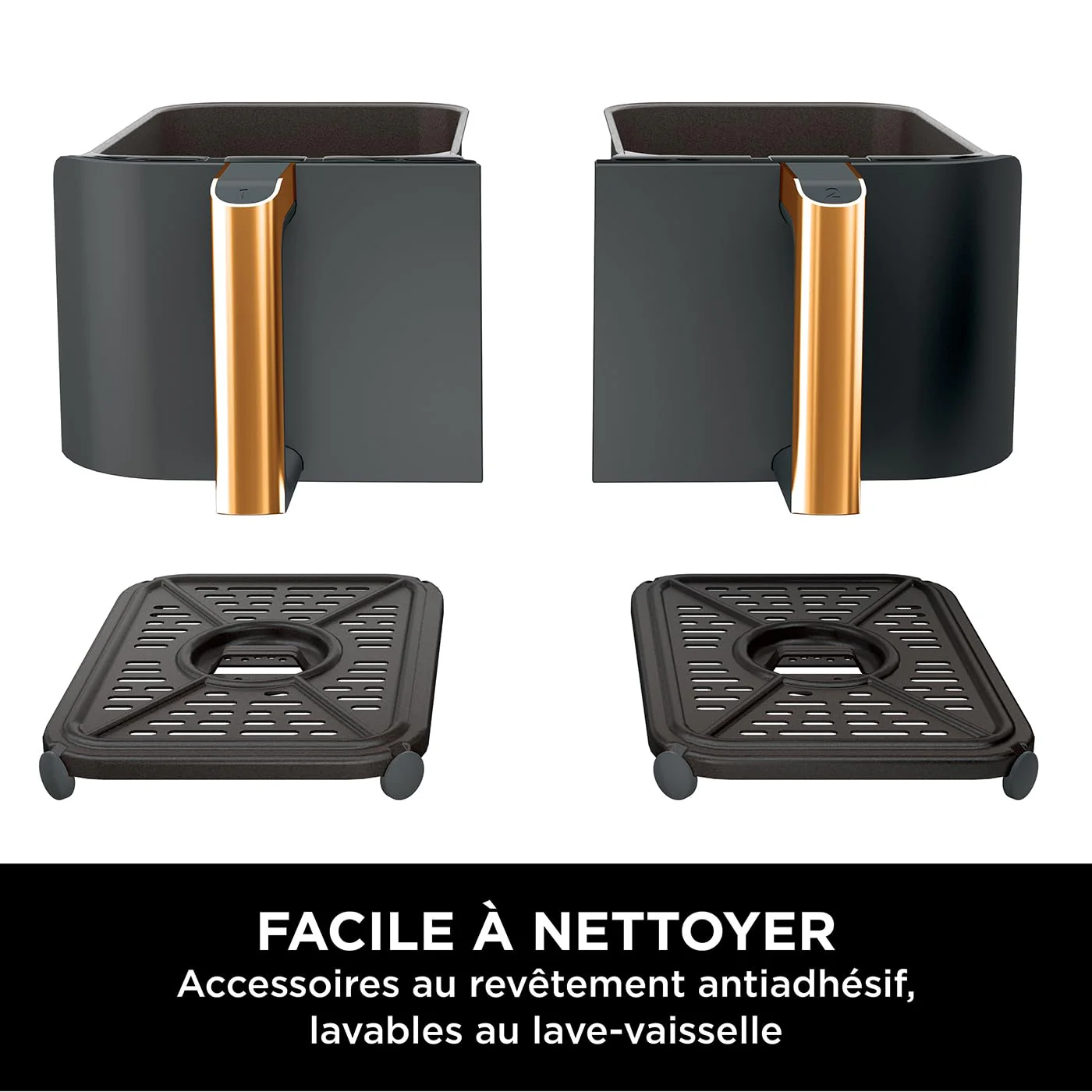 Ninja Foodi MAX Dual Zone Air Fryer, Friteuse sans huile, 2 tiroirs, 9,5 L, 6-en-1 (Air Fry, Max Crisp, rôtir, cuire, réchauffer, déshydrater), exclusivité Amazon, cuivre/noir, AF400EUCP - Image 17