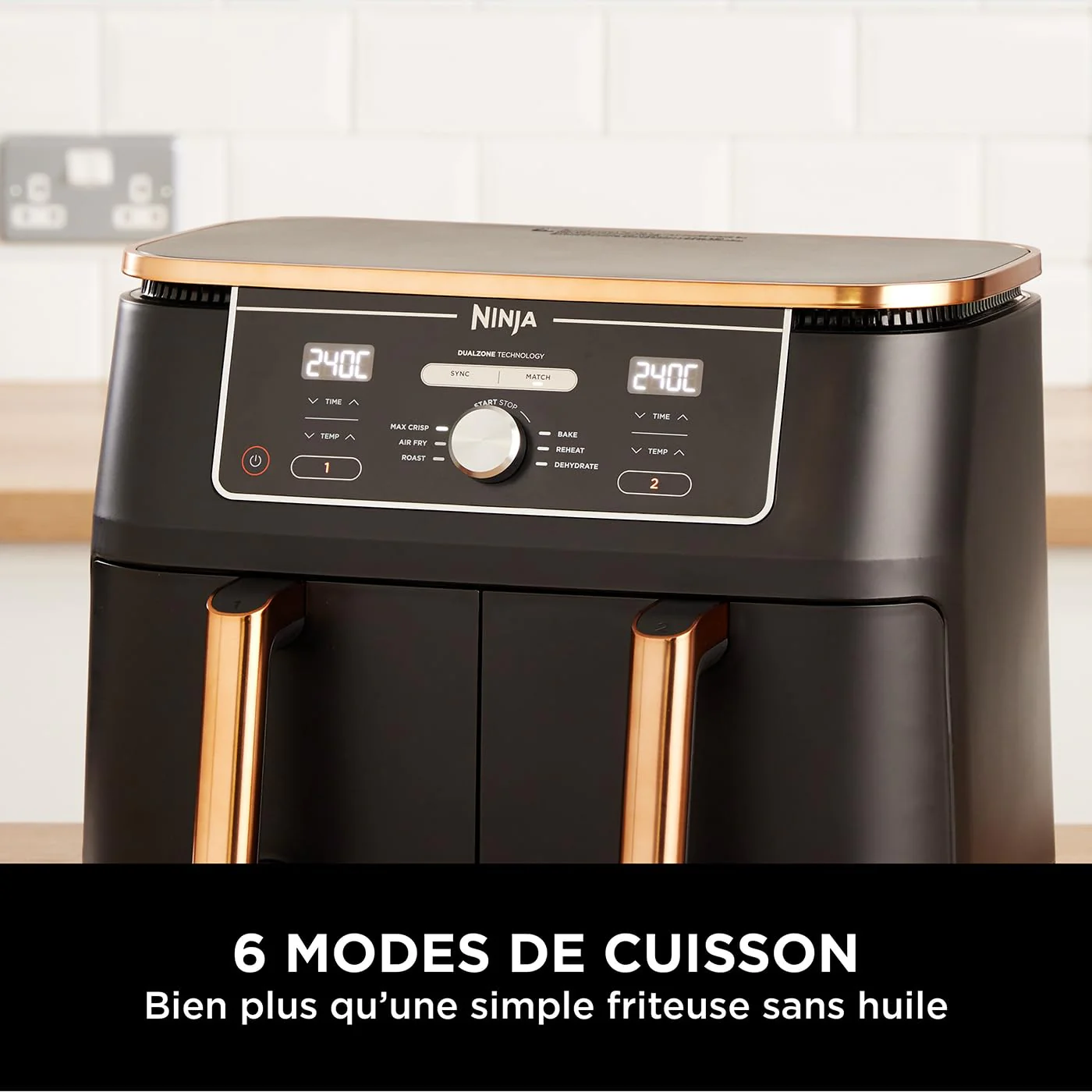 Ninja Foodi MAX Dual Zone Air Fryer, Friteuse sans huile, 2 tiroirs, 9,5 L, 6-en-1 (Air Fry, Max Crisp, rôtir, cuire, réchauffer, déshydrater), exclusivité Amazon, cuivre/noir, AF400EUCP - Image 18