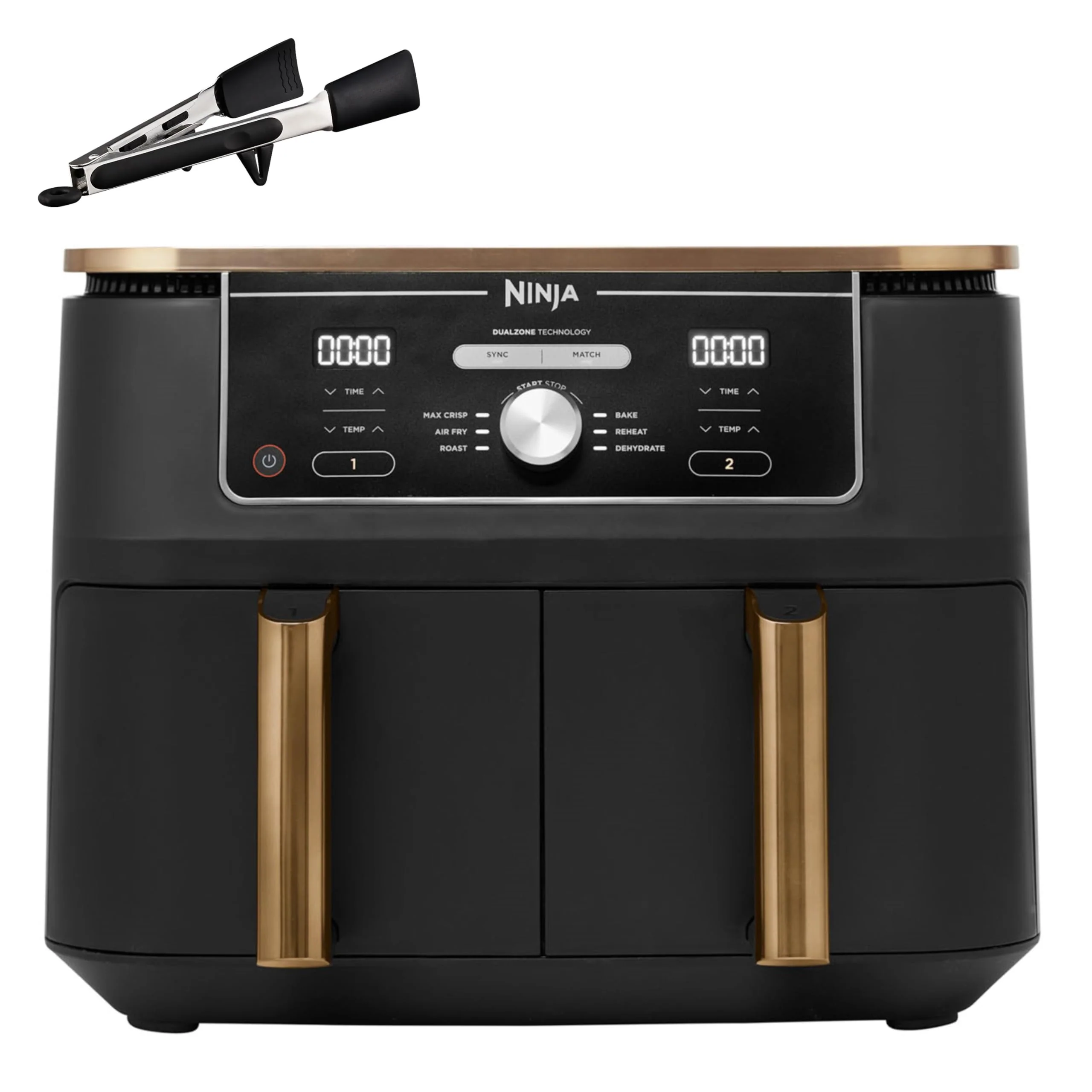 Ninja Foodi MAX Dual Zone Air Fryer, Friteuse sans huile, 2 tiroirs, 9,5 L, 6-en-1 (Air Fry, Max Crisp, rôtir, cuire, réchauffer, déshydrater), exclusivité Amazon, cuivre/noir, AF400EUCP - Image 2