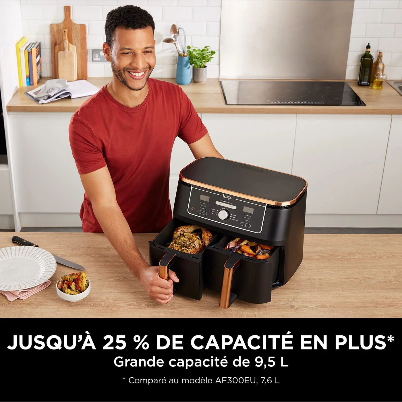 Ninja Foodi MAX Dual Zone Air Fryer, Friteuse sans huile, 2 tiroirs, 9,5 L, 6-en-1 (Air Fry, Max Crisp, rôtir, cuire, réchauffer, déshydrater), exclusivité Amazon, cuivre/noir, AF400EUCP - Image 20