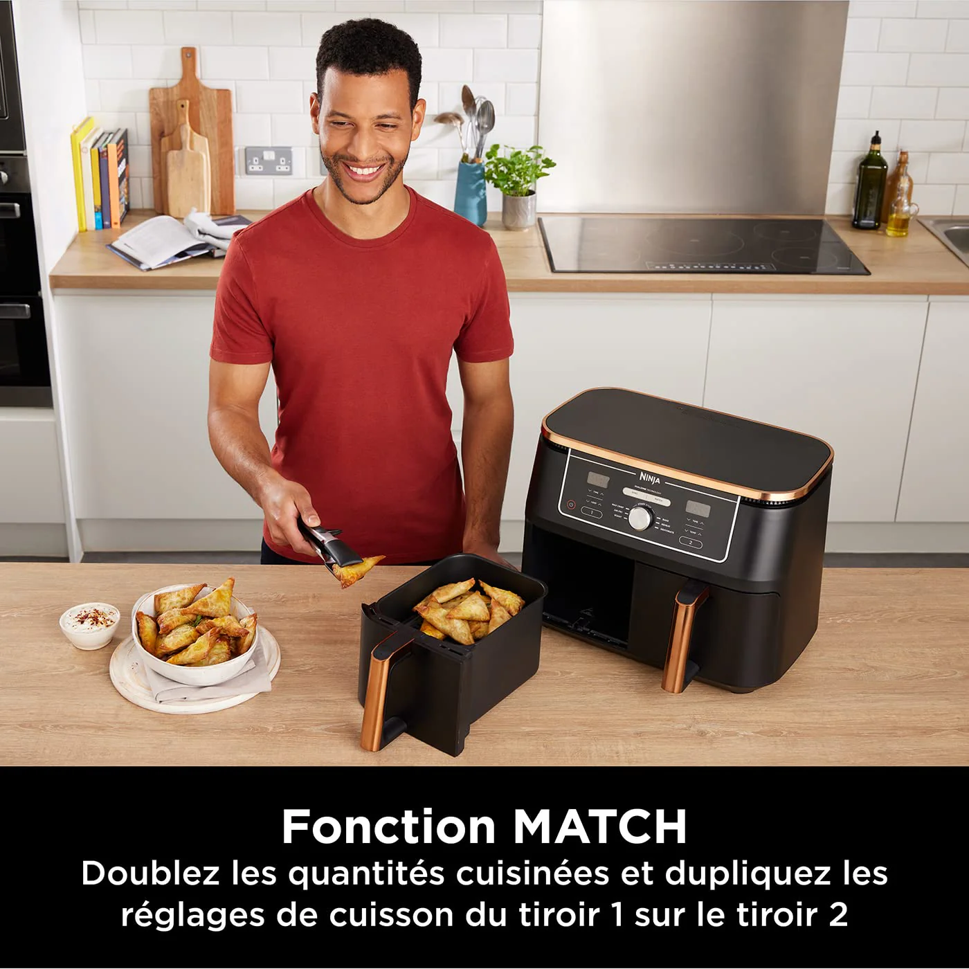 Ninja Foodi MAX Dual Zone Air Fryer, Friteuse sans huile, 2 tiroirs, 9,5 L, 6-en-1 (Air Fry, Max Crisp, rôtir, cuire, réchauffer, déshydrater), exclusivité Amazon, cuivre/noir, AF400EUCP - Image 21