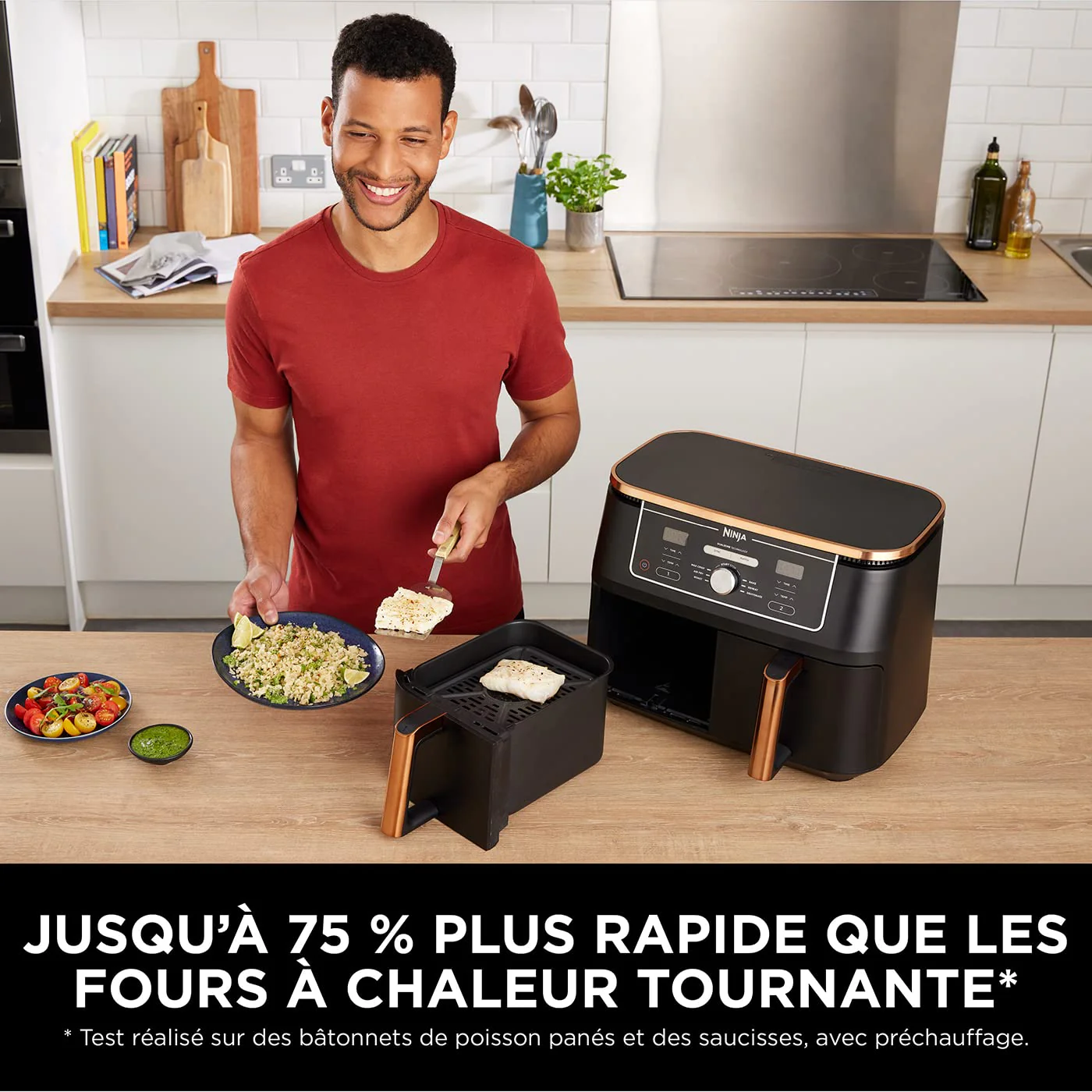 Ninja Foodi MAX Dual Zone Air Fryer, Friteuse sans huile, 2 tiroirs, 9,5 L, 6-en-1 (Air Fry, Max Crisp, rôtir, cuire, réchauffer, déshydrater), exclusivité Amazon, cuivre/noir, AF400EUCP - Image 23