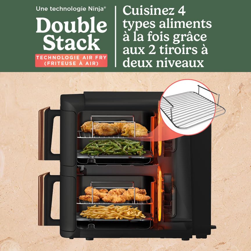 Ninja Foodi MAX Dual Zone Air Fryer, Friteuse sans huile, 2 tiroirs, 9,5 L, 6-en-1 (Air Fry, Max Crisp, rôtir, cuire, réchauffer, déshydrater), exclusivité Amazon, cuivre/noir, AF400EUCP - Image 27