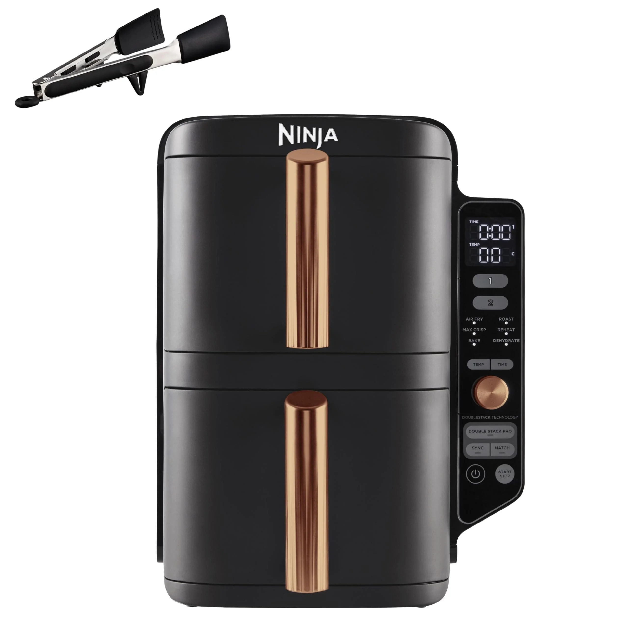 Ninja Foodi MAX Dual Zone Air Fryer, Friteuse sans huile, 2 tiroirs, 9,5 L, 6-en-1 (Air Fry, Max Crisp, rôtir, cuire, réchauffer, déshydrater), exclusivité Amazon, cuivre/noir, AF400EUCP - Image 3