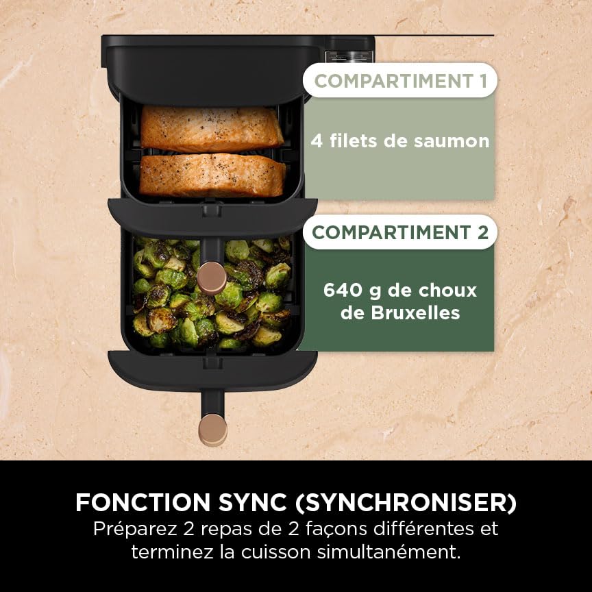 Ninja Foodi MAX Dual Zone Air Fryer, Friteuse sans huile, 2 tiroirs, 9,5 L, 6-en-1 (Air Fry, Max Crisp, rôtir, cuire, réchauffer, déshydrater), exclusivité Amazon, cuivre/noir, AF400EUCP - Image 32