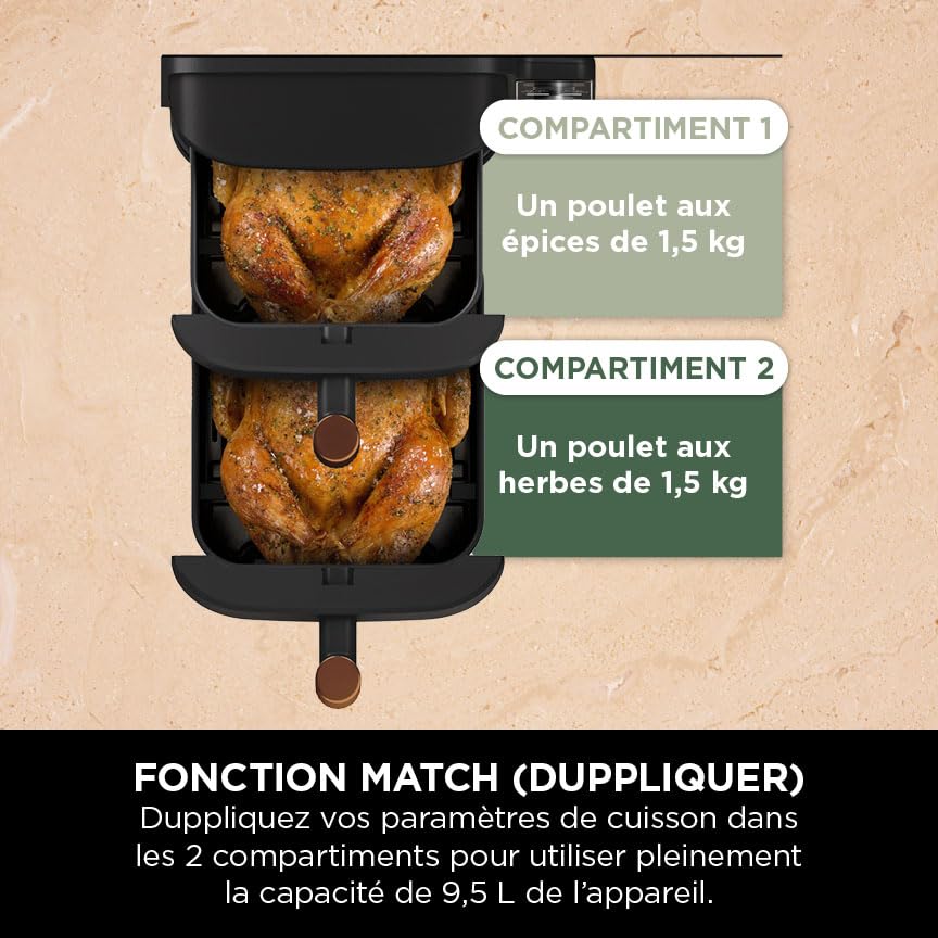 Ninja Foodi MAX Dual Zone Air Fryer, Friteuse sans huile, 2 tiroirs, 9,5 L, 6-en-1 (Air Fry, Max Crisp, rôtir, cuire, réchauffer, déshydrater), exclusivité Amazon, cuivre/noir, AF400EUCP - Image 33