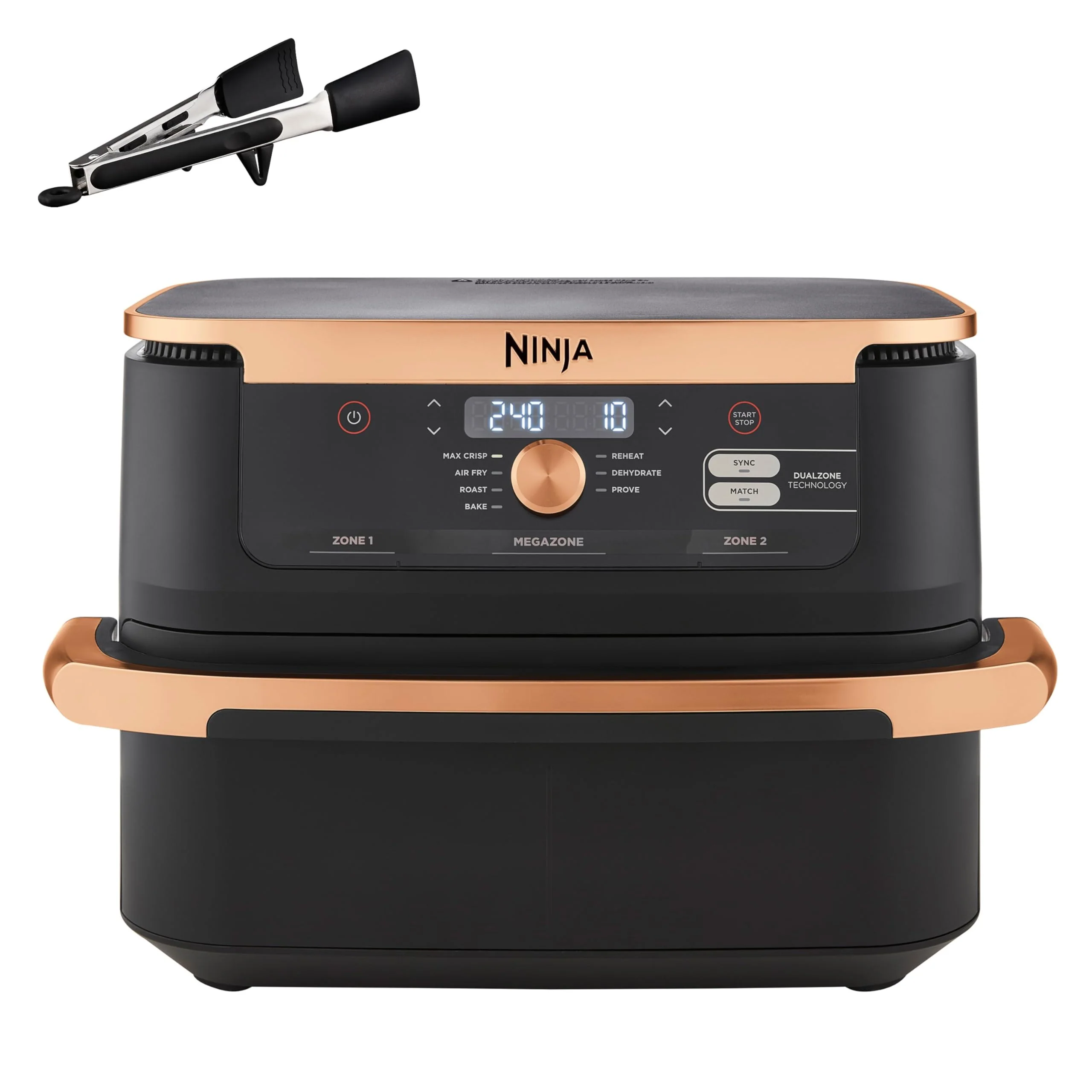 Ninja Foodi MAX Dual Zone Air Fryer, Friteuse sans huile, 2 tiroirs, 9,5 L, 6-en-1 (Air Fry, Max Crisp, rôtir, cuire, réchauffer, déshydrater), exclusivité Amazon, cuivre/noir, AF400EUCP - Image 4