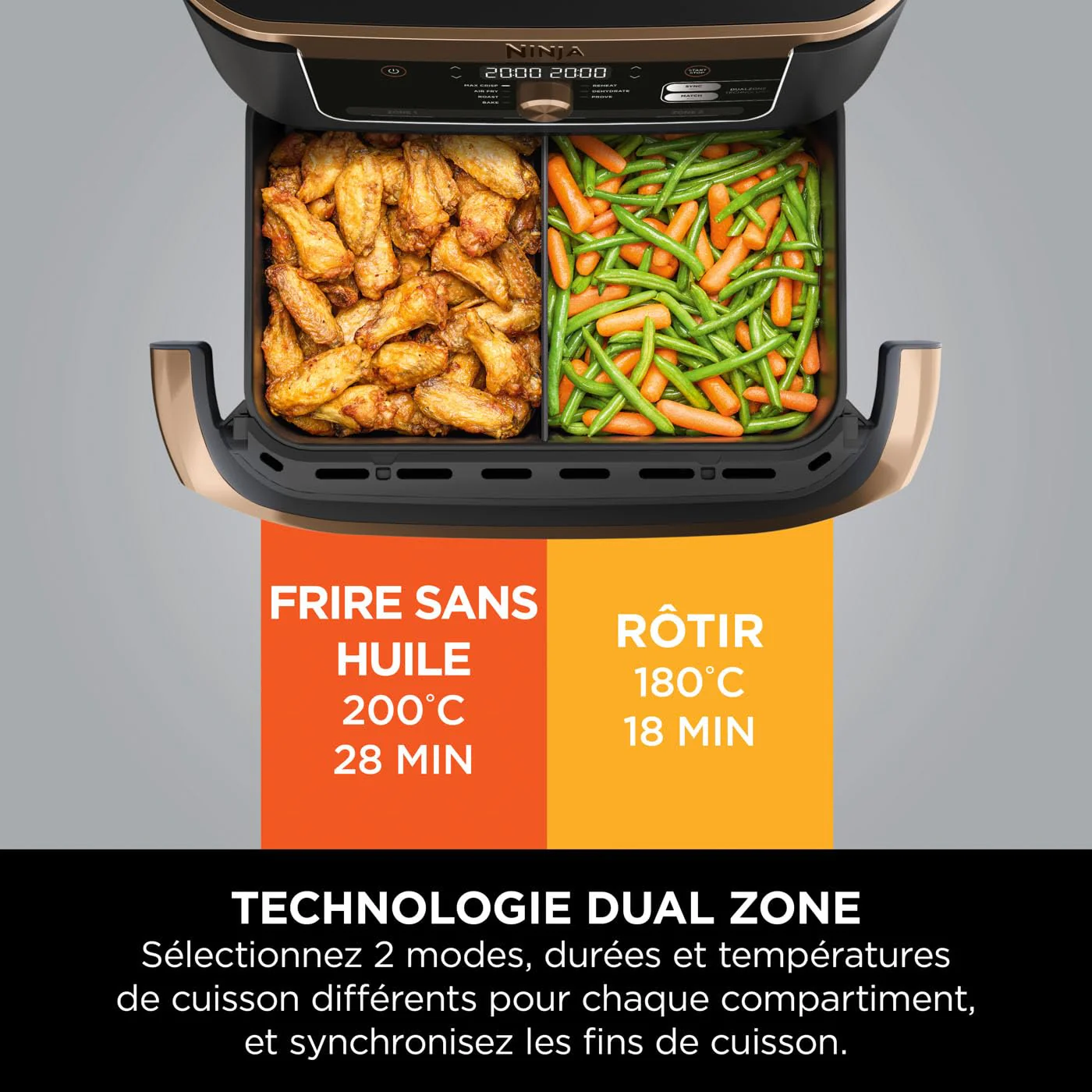 Ninja Foodi MAX Dual Zone Air Fryer, Friteuse sans huile, 2 tiroirs, 9,5 L, 6-en-1 (Air Fry, Max Crisp, rôtir, cuire, réchauffer, déshydrater), exclusivité Amazon, cuivre/noir, AF400EUCP - Image 40
