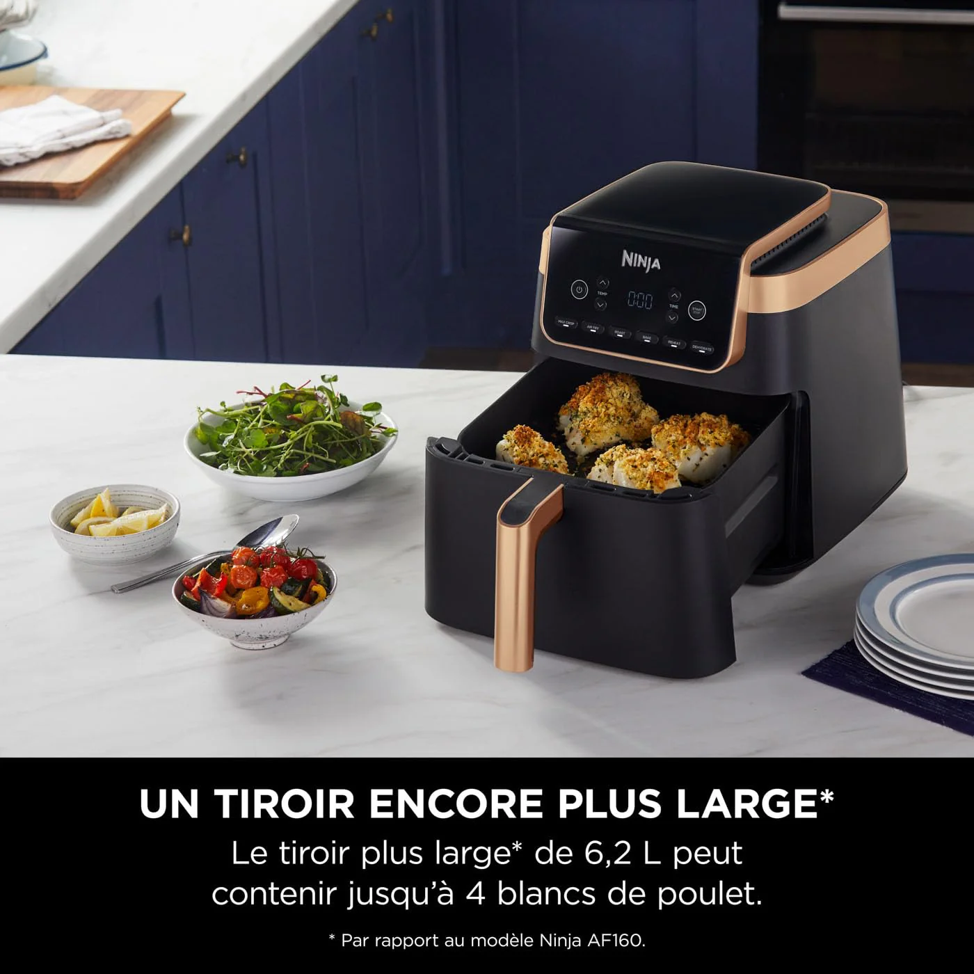 Ninja Foodi MAX Dual Zone Air Fryer, Friteuse sans huile, 2 tiroirs, 9,5 L, 6-en-1 (Air Fry, Max Crisp, rôtir, cuire, réchauffer, déshydrater), exclusivité Amazon, cuivre/noir, AF400EUCP - Image 8