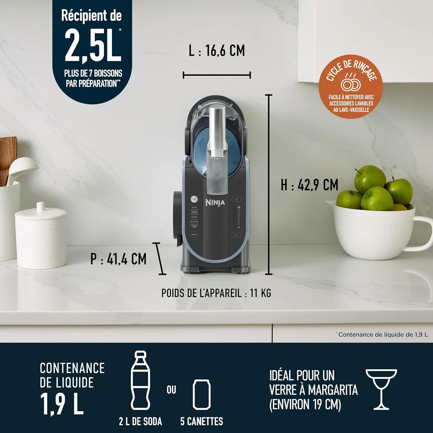 🧊 Ninja SLUSHi™ FS301EU – Machine à boissons glacées (1,9 L) – Bleu & Gris - Image 9