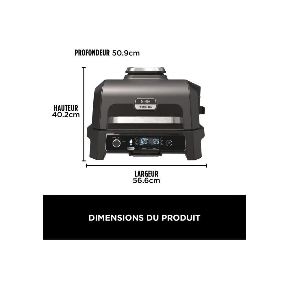 Ninja Woodfire Pro Connect XL Barbecue Électrique & Fumoir avec Contrôle d'Application, 2 Sondes, Grille, Housse, Revêtements & Brosse, Grill & Friteuse sans huile 7-en-1, Bleu & Noir OG901EUAMZ - Image 19