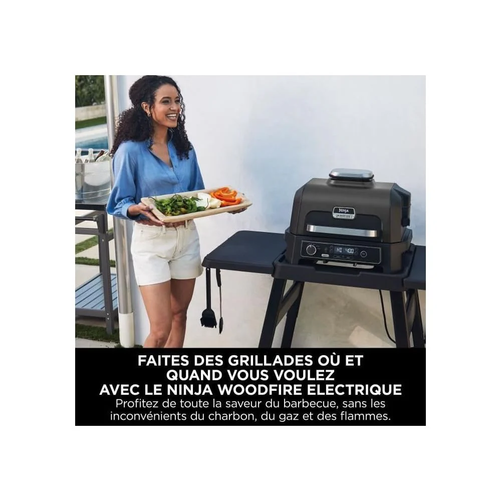 Ninja Woodfire Pro Connect XL Barbecue Électrique & Fumoir avec Contrôle d'Application, 2 Sondes, Grille, Housse, Revêtements & Brosse, Grill & Friteuse sans huile 7-en-1, Bleu & Noir OG901EUAMZ - Image 23