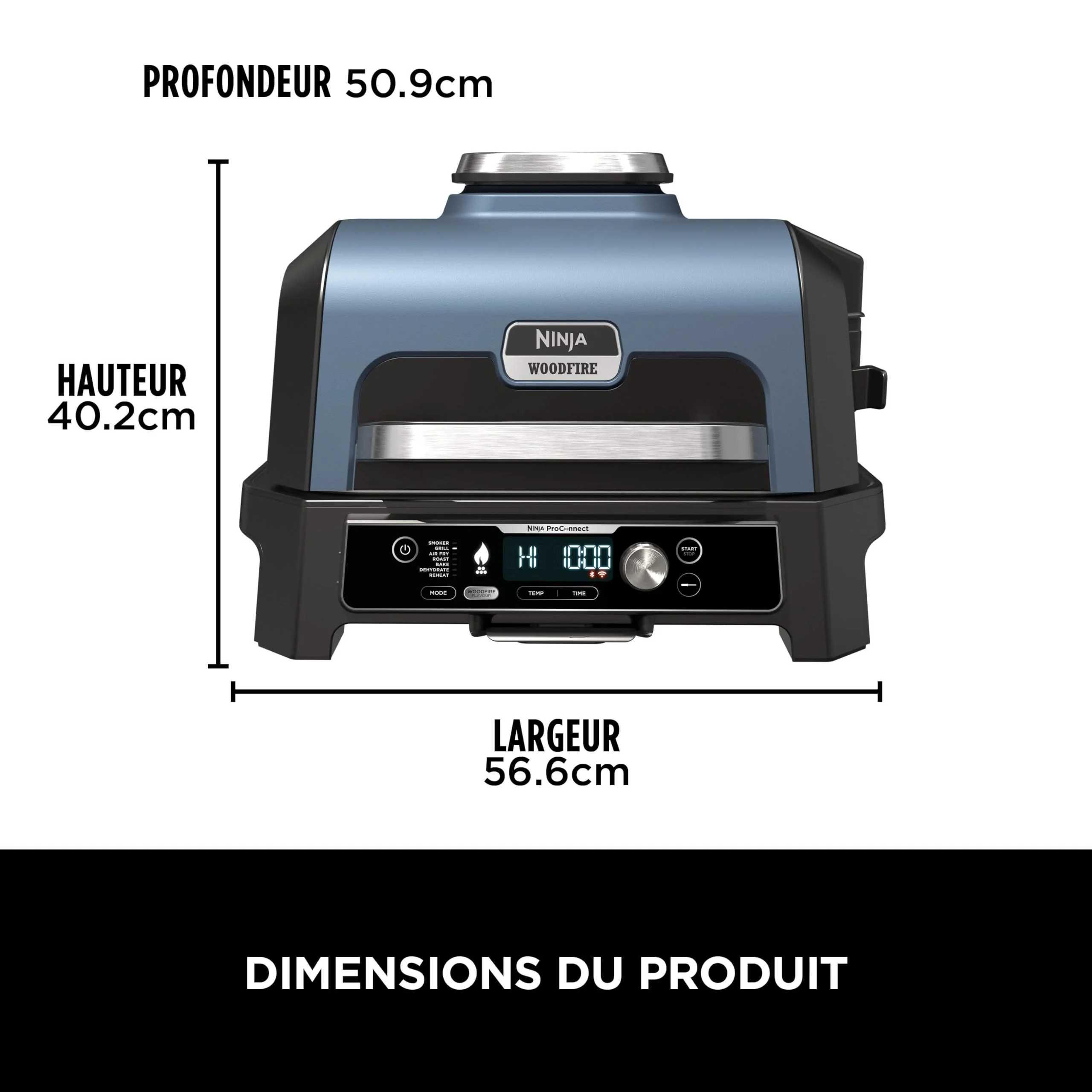 Ninja Woodfire Pro Connect XL Barbecue Électrique & Fumoir avec Contrôle d'Application, 2 Sondes, Grille, Housse, Revêtements & Brosse, Grill & Friteuse sans huile 7-en-1, Bleu & Noir OG901EUAMZ - Image 25