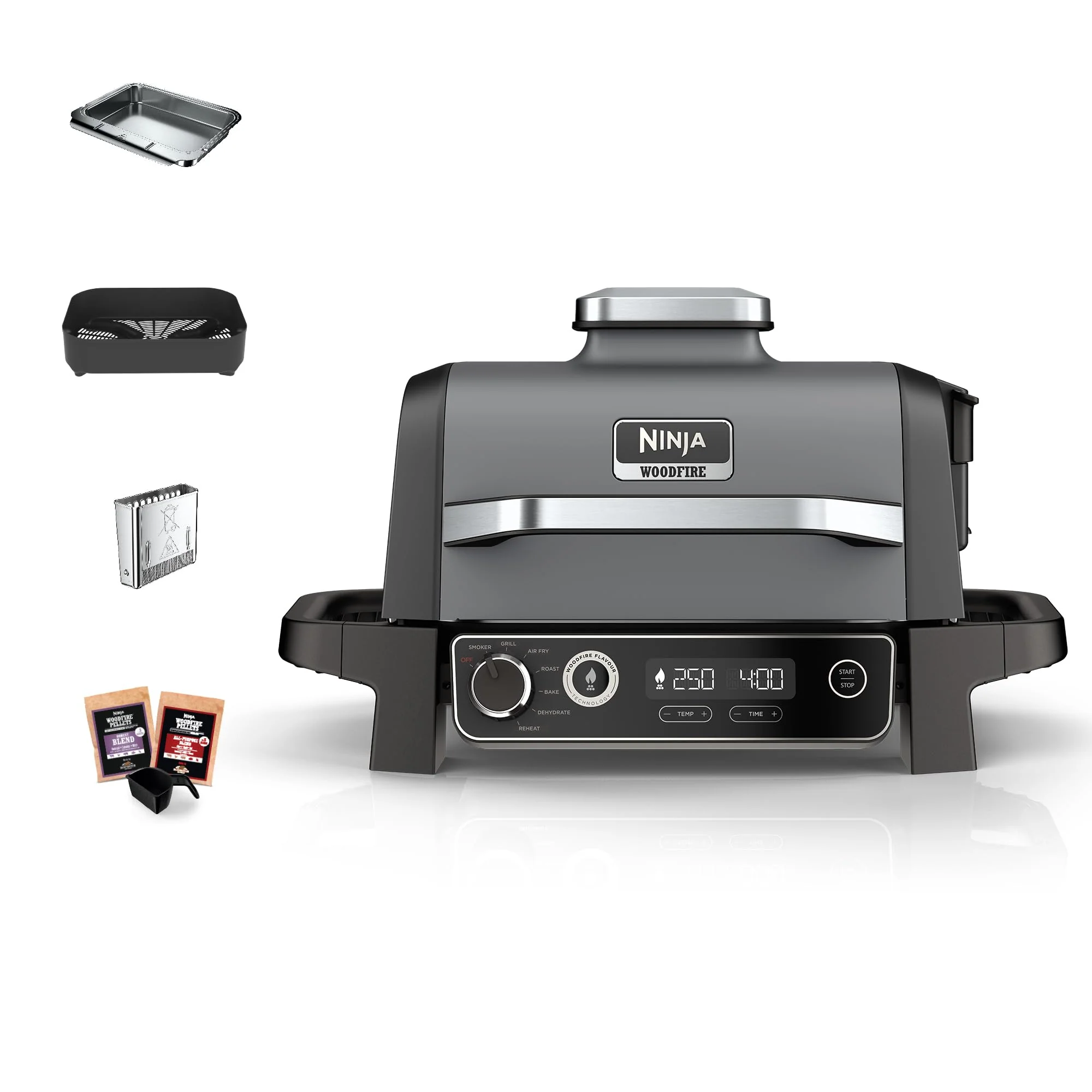 Ninja Woodfire Pro Connect XL Barbecue Électrique & Fumoir avec Contrôle d'Application, 2 Sondes, Grille, Housse, Revêtements & Brosse, Grill & Friteuse sans huile 7-en-1, Bleu & Noir OG901EUAMZ - Image 4