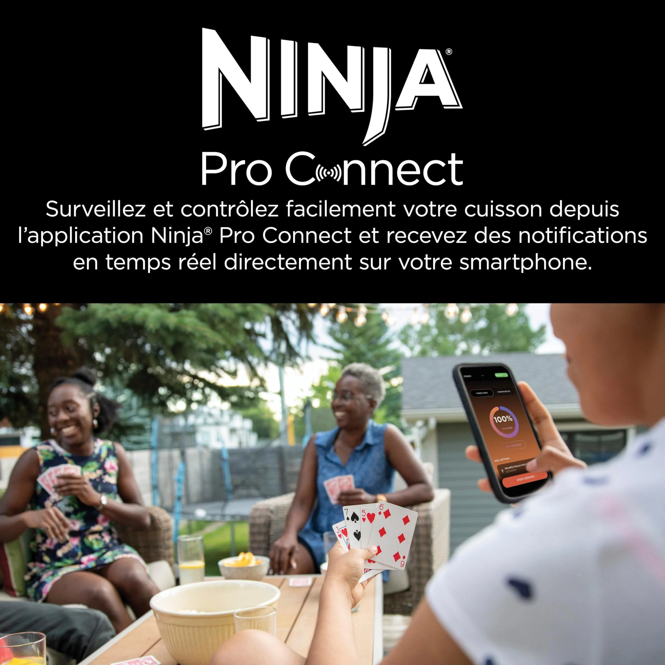 Ninja Woodfire Pro Connect XL Barbecue Électrique & Fumoir avec Contrôle d'Application, 2 Sondes, Grille, Housse, Revêtements & Brosse, Grill & Friteuse sans huile 7-en-1, Bleu & Noir OG901EUAMZ - Image 6