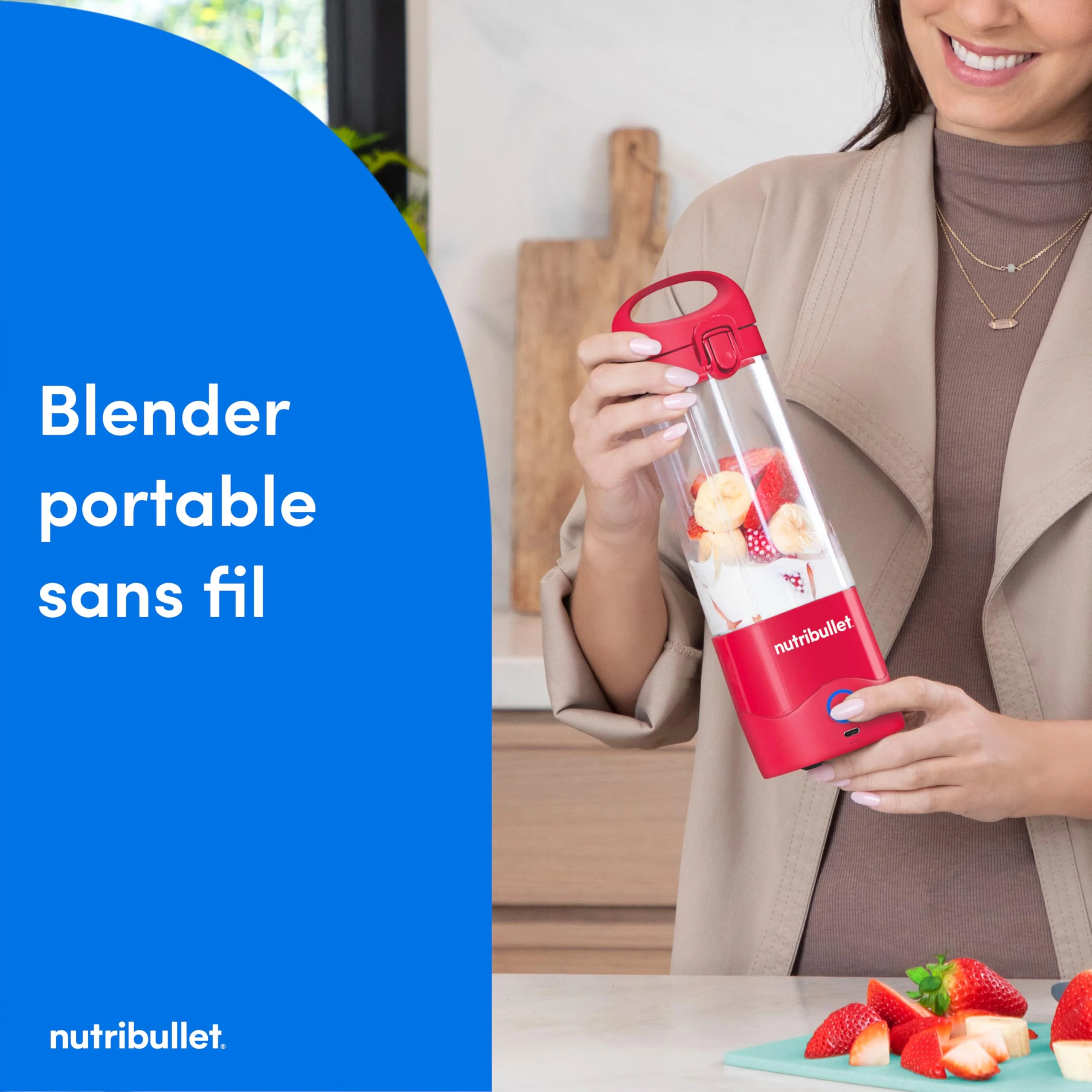Nutribullet blender portable léger, tasse tritan sans BPA 475ml, mini blender avec lame en acier inoxydable 4 points, blender nomade, chargeur USB-C, plus de 15 cycles avant recharge NBP003B - Image 24