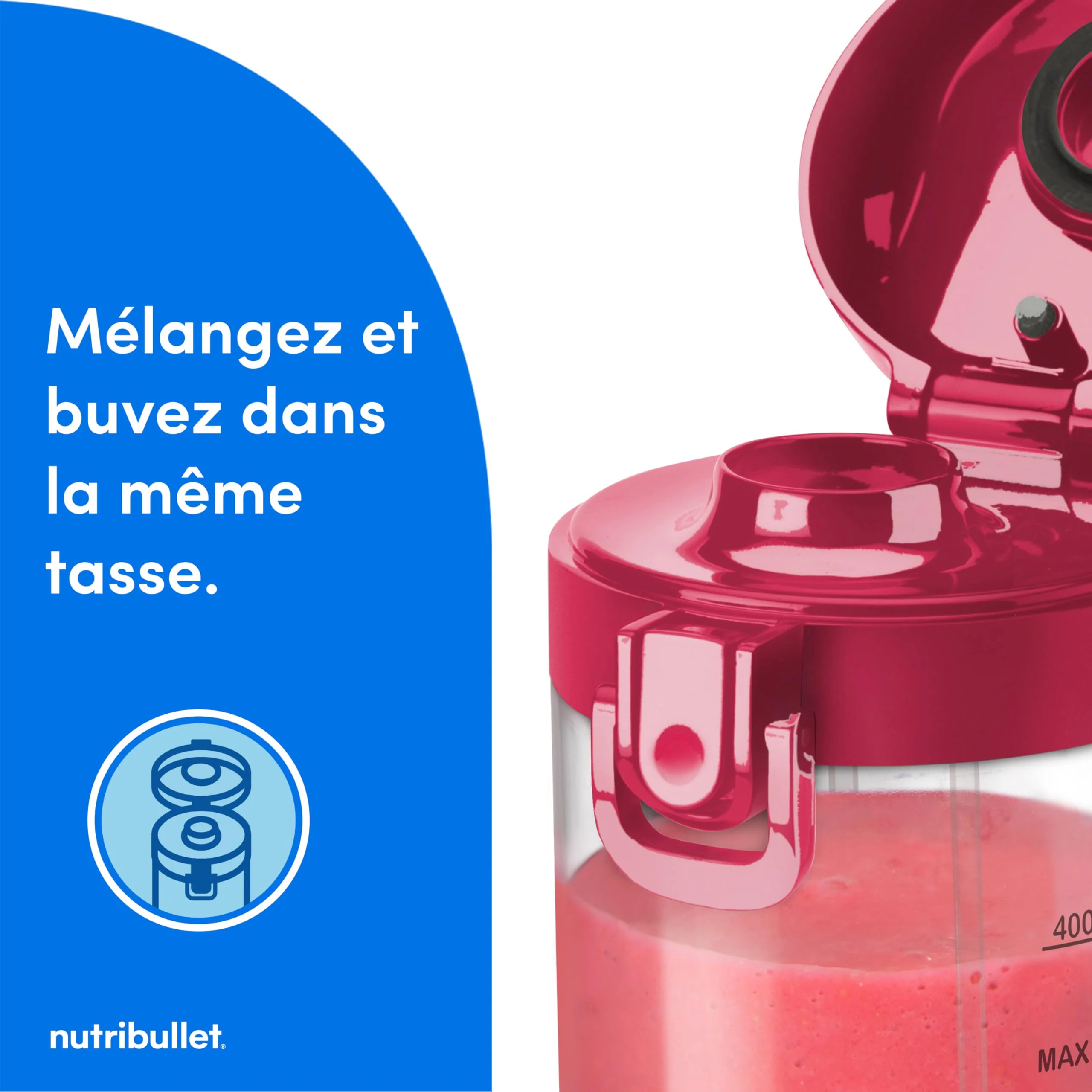 Nutribullet blender portable léger, tasse tritan sans BPA 475ml, mini blender avec lame en acier inoxydable 4 points, blender nomade, chargeur USB-C, plus de 15 cycles avant recharge NBP003B - Image 27
