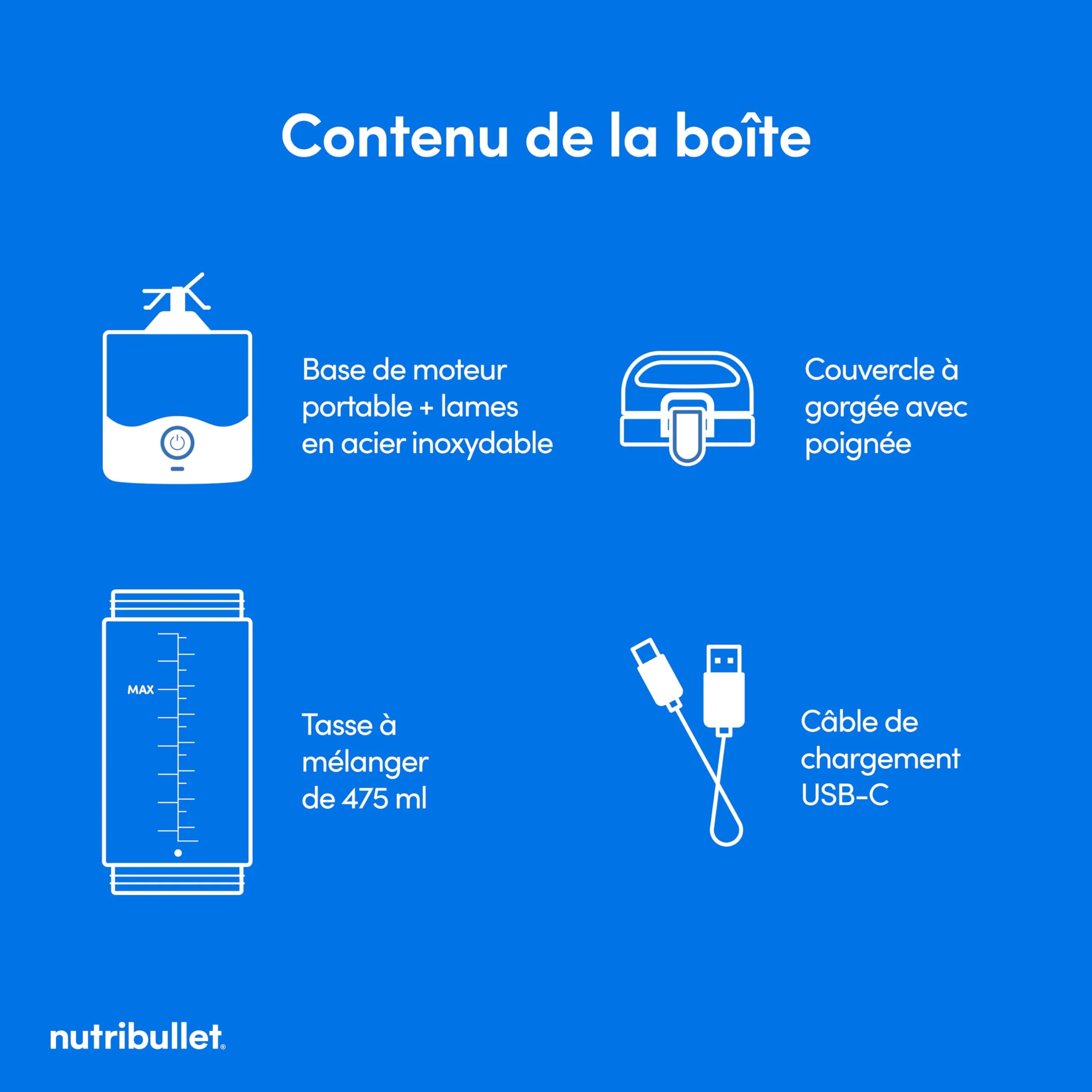 Nutribullet blender portable léger, tasse tritan sans BPA 475ml, mini blender avec lame en acier inoxydable 4 points, blender nomade, chargeur USB-C, plus de 15 cycles avant recharge NBP003B - Image 30