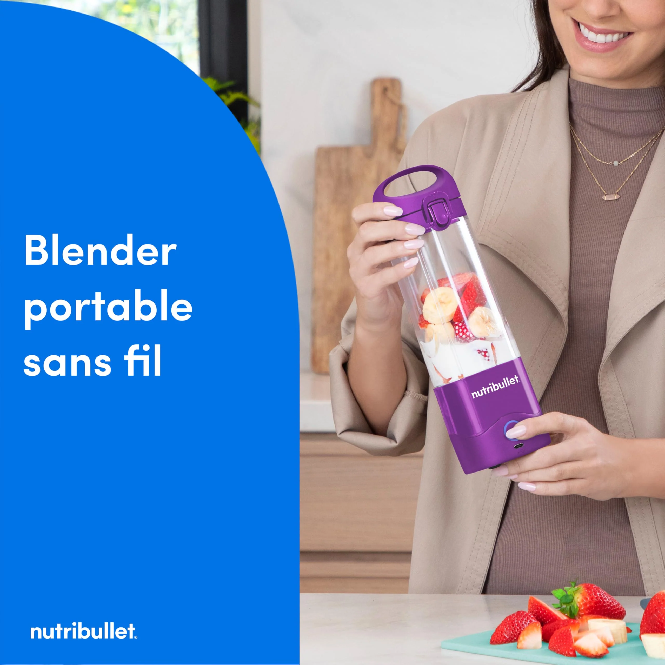 Nutribullet blender portable léger, tasse tritan sans BPA 475ml, mini blender avec lame en acier inoxydable 4 points, blender nomade, chargeur USB-C, plus de 15 cycles avant recharge NBP003B - Image 32