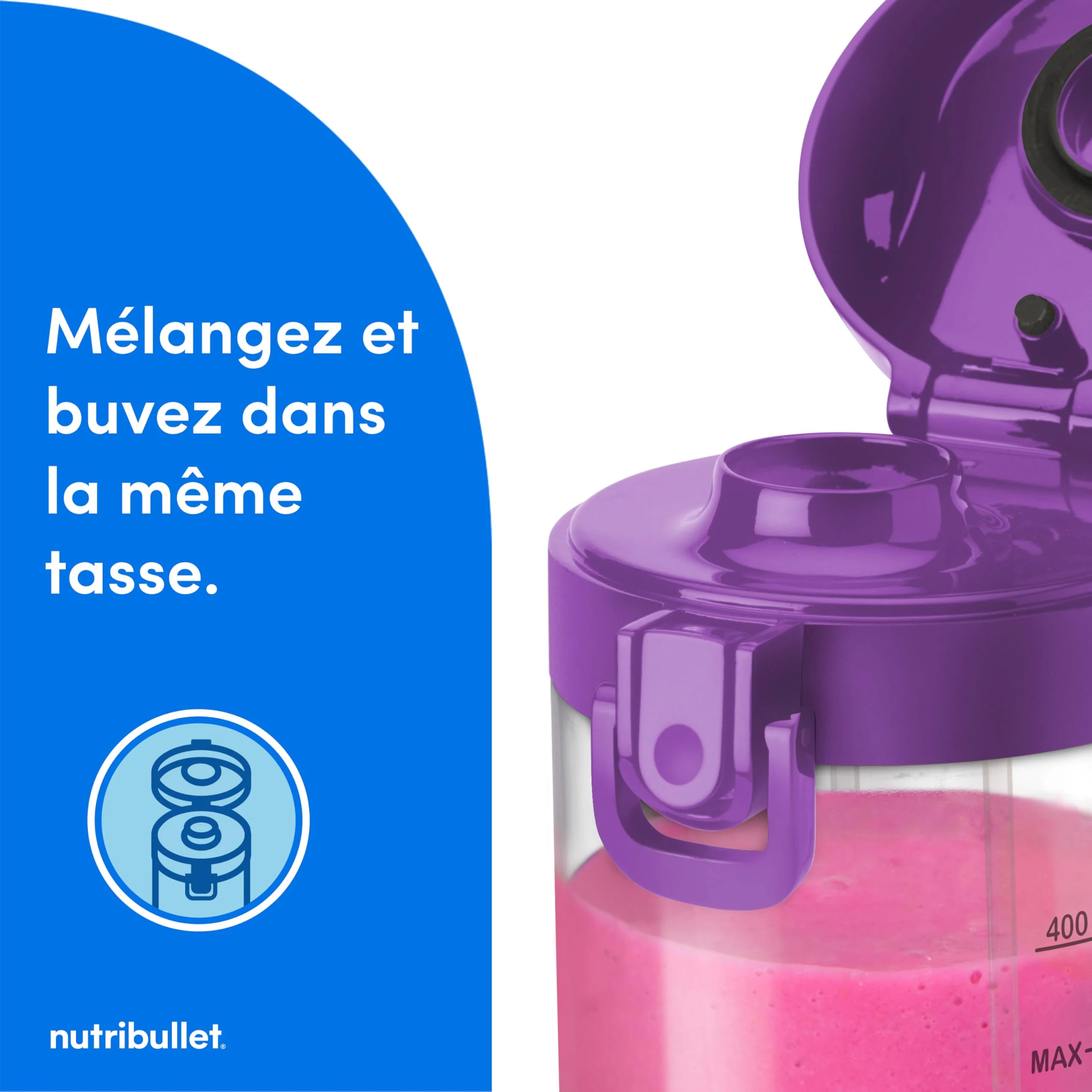 Nutribullet blender portable léger, tasse tritan sans BPA 475ml, mini blender avec lame en acier inoxydable 4 points, blender nomade, chargeur USB-C, plus de 15 cycles avant recharge NBP003B - Image 35