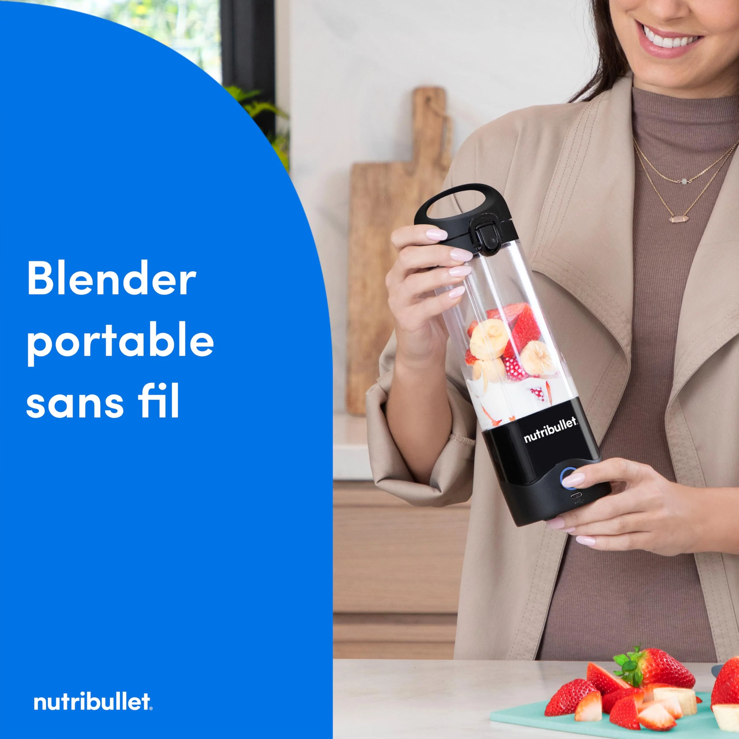 Nutribullet blender portable léger, tasse tritan sans BPA 475ml, mini blender avec lame en acier inoxydable 4 points, blender nomade, chargeur USB-C, plus de 15 cycles avant recharge NBP003B - Image 40
