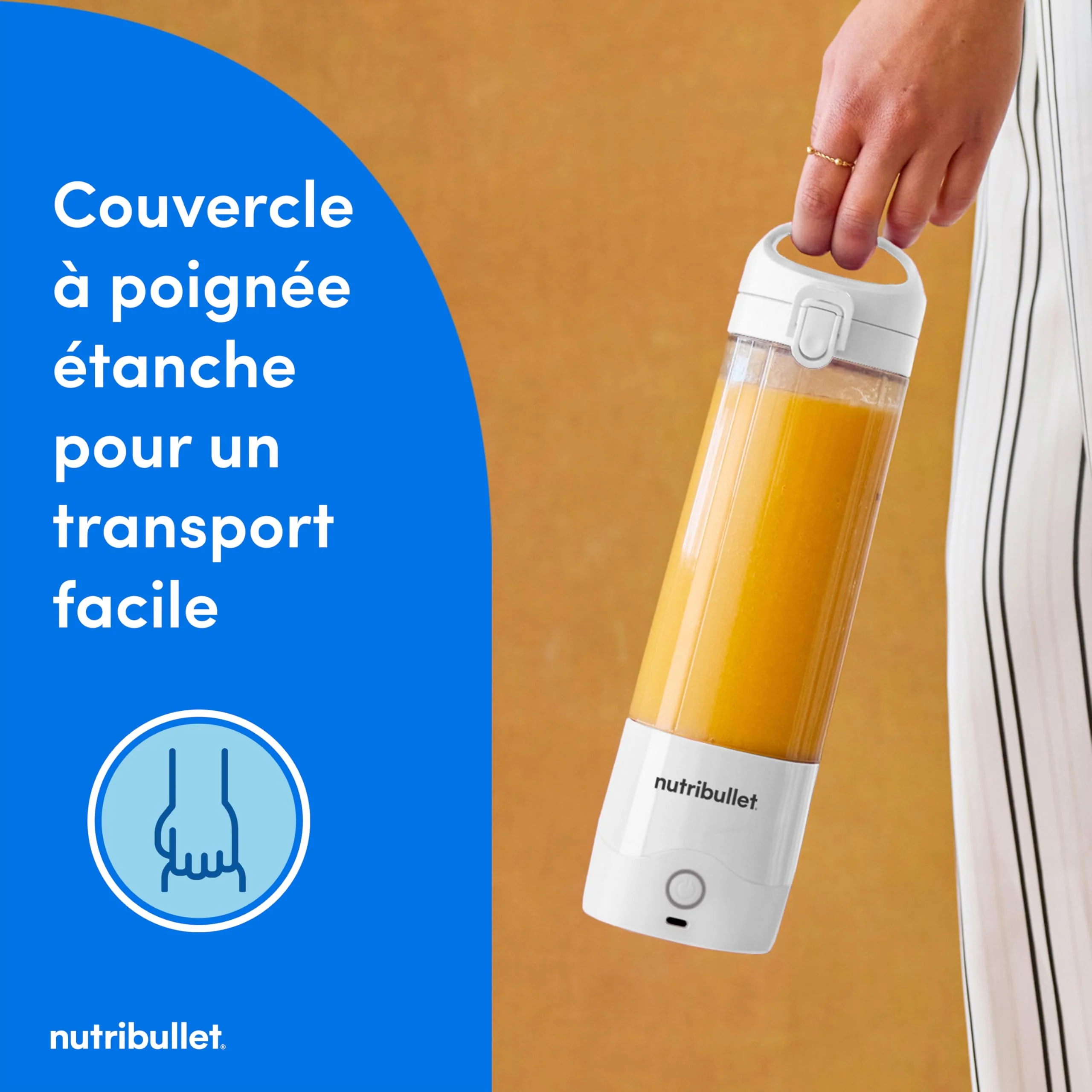 Nutribullet blender portable léger, tasse tritan sans BPA 475ml, mini blender avec lame en acier inoxydable 4 points, blender nomade, chargeur USB-C, plus de 15 cycles avant recharge NBP003B - Image 8