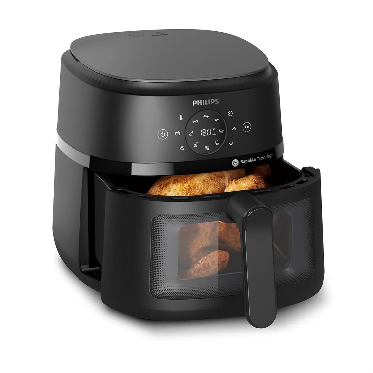 Philips Air Fryer Série 2000 4.2L - Puissance 1500W, Technologie RapidAir, Écran tactile digital,13 options de cuisson,9 fonctions préréglées, Jusqu'à 90% de matières grasses en moins,Noir (NA229/00)
