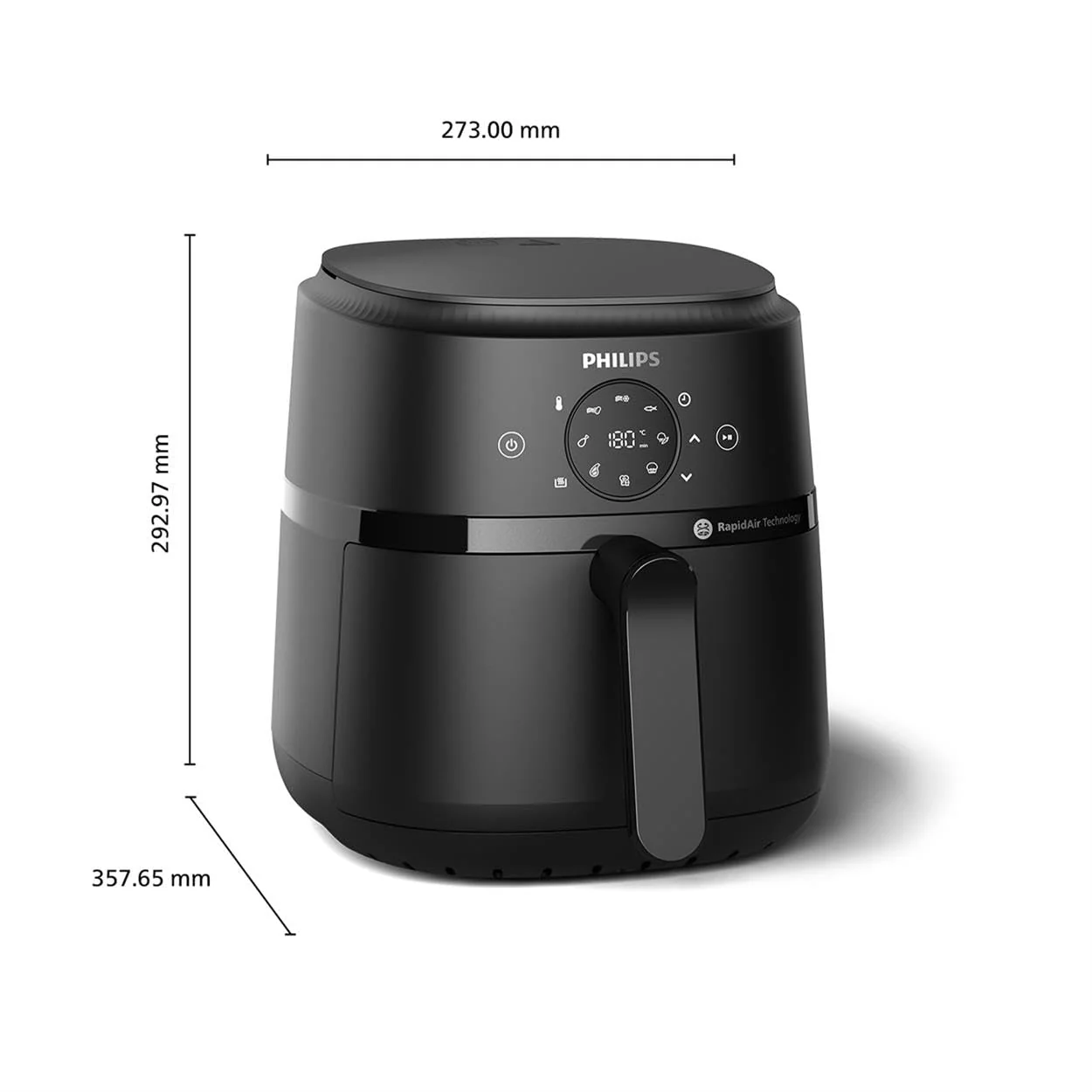 Philips Air Fryer Série 2000 4.2L - Puissance 1500W, Technologie RapidAir, Écran tactile digital,13 options de cuisson,9 fonctions préréglées, Jusqu'à 90% de matières grasses en moins,Noir (NA229/00) - Image 11
