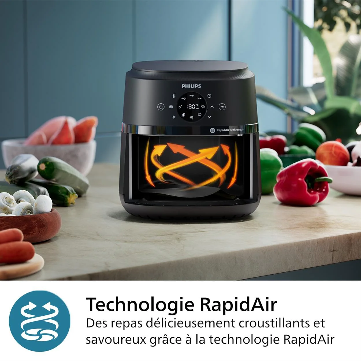 Philips Air Fryer Série 2000 4.2L - Puissance 1500W, Technologie RapidAir, Écran tactile digital,13 options de cuisson,9 fonctions préréglées, Jusqu'à 90% de matières grasses en moins,Noir (NA229/00) - Image 13
