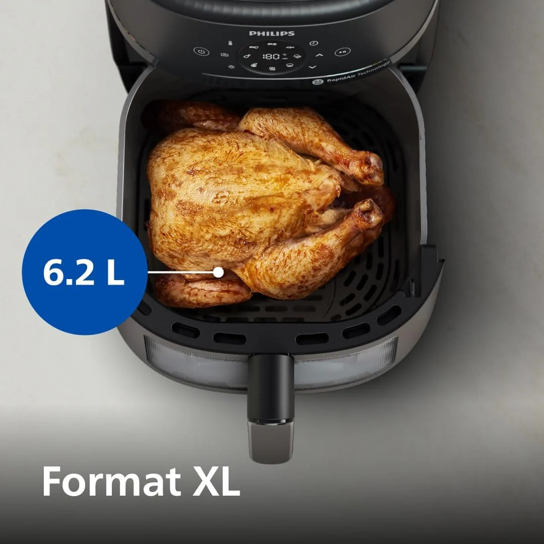 Philips Air Fryer Série 2000 4.2L - Puissance 1500W, Technologie RapidAir, Écran tactile digital,13 options de cuisson,9 fonctions préréglées, Jusqu'à 90% de matières grasses en moins,Noir (NA229/00) - Image 8