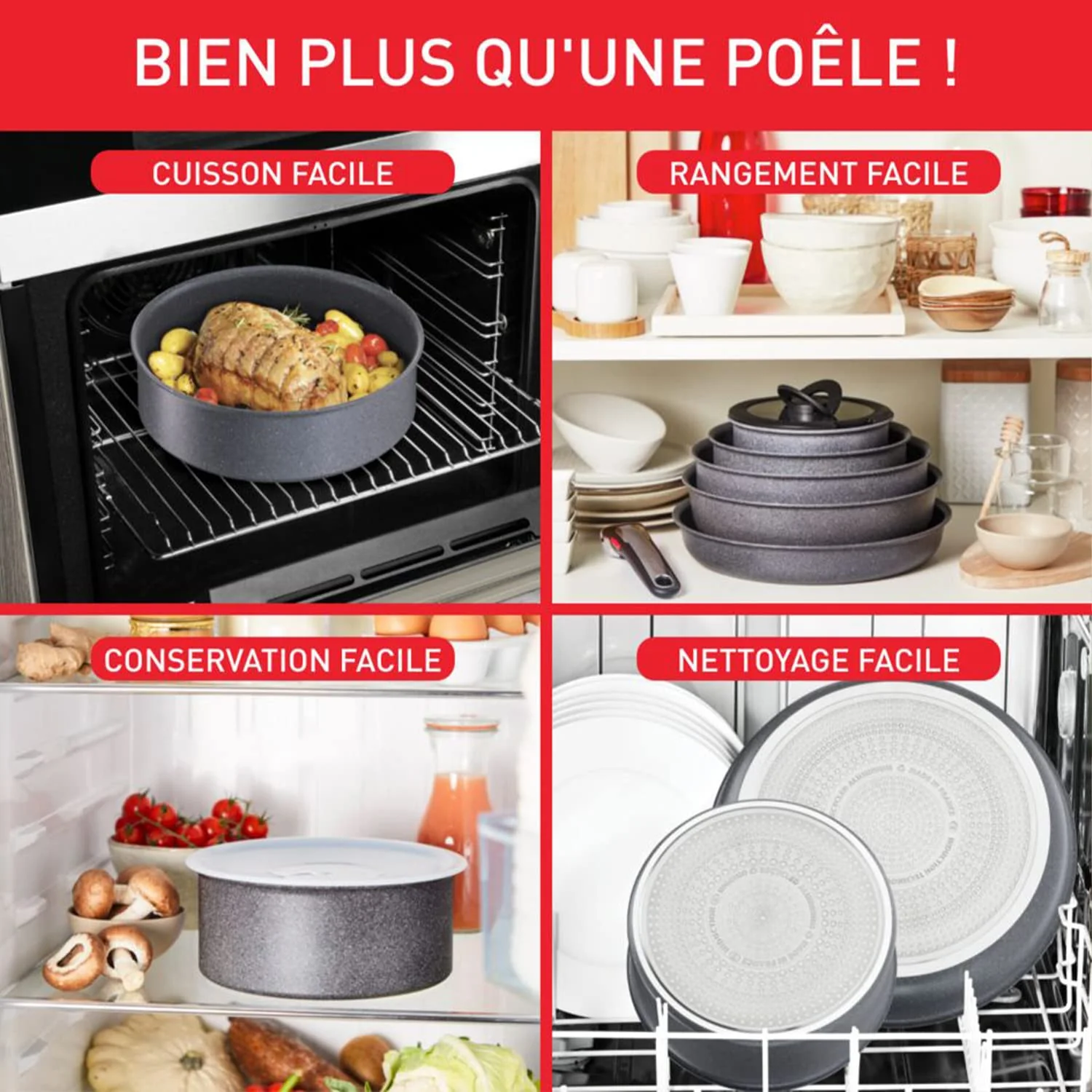 Lot de 3 Casseroles Tefal Ingenio Natural On 16 / 18 / 20 cm + Poignée Amovible - Image 10