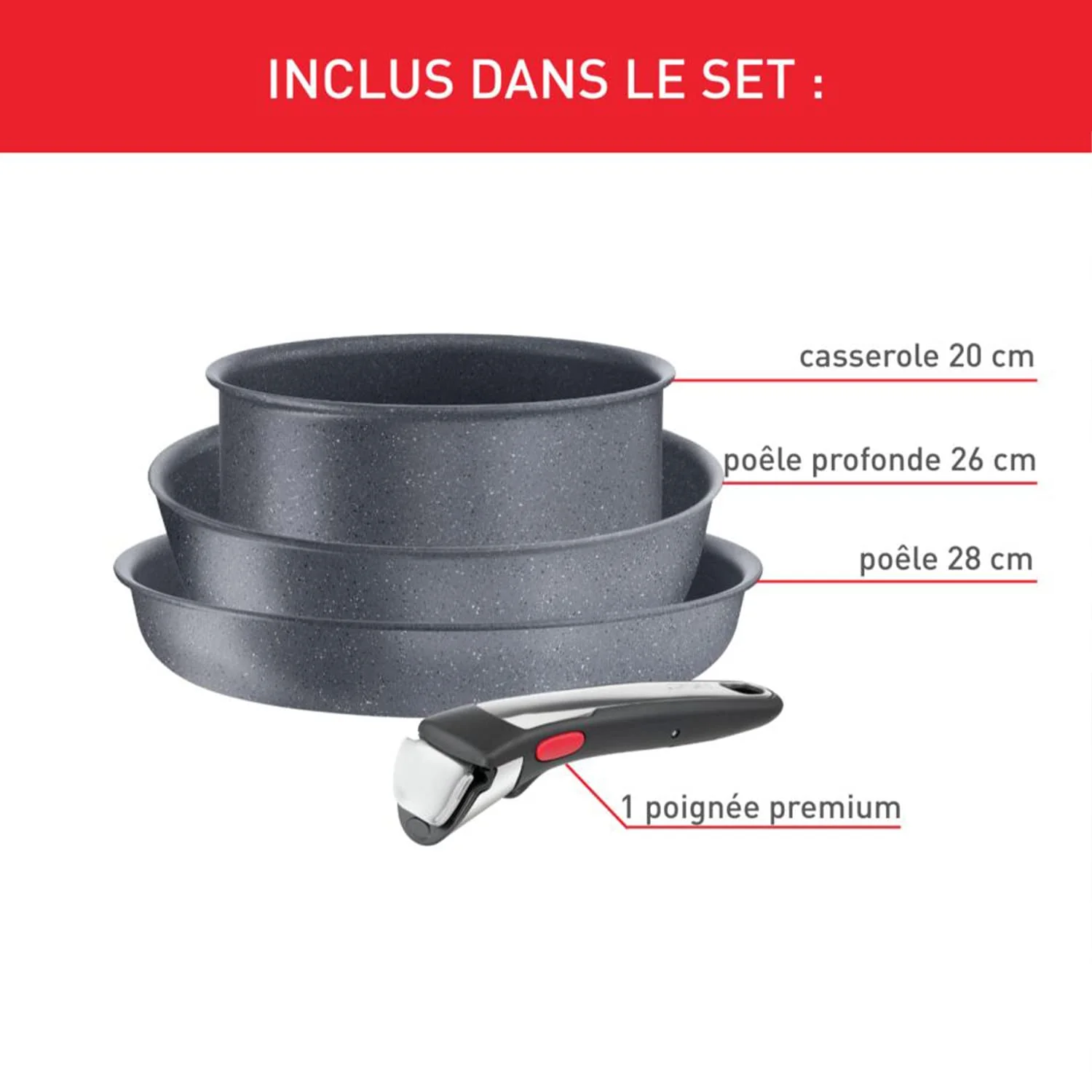 Lot de 3 Casseroles Tefal Ingenio Natural On 16 / 18 / 20 cm + Poignée Amovible - Image 26