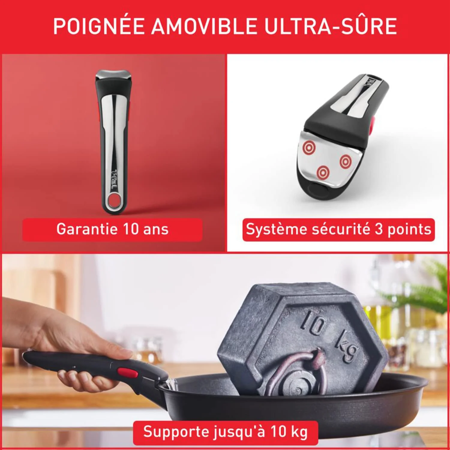 Lot de 3 Casseroles Tefal Ingenio Natural On 16 / 18 / 20 cm + Poignée Amovible - Image 9
