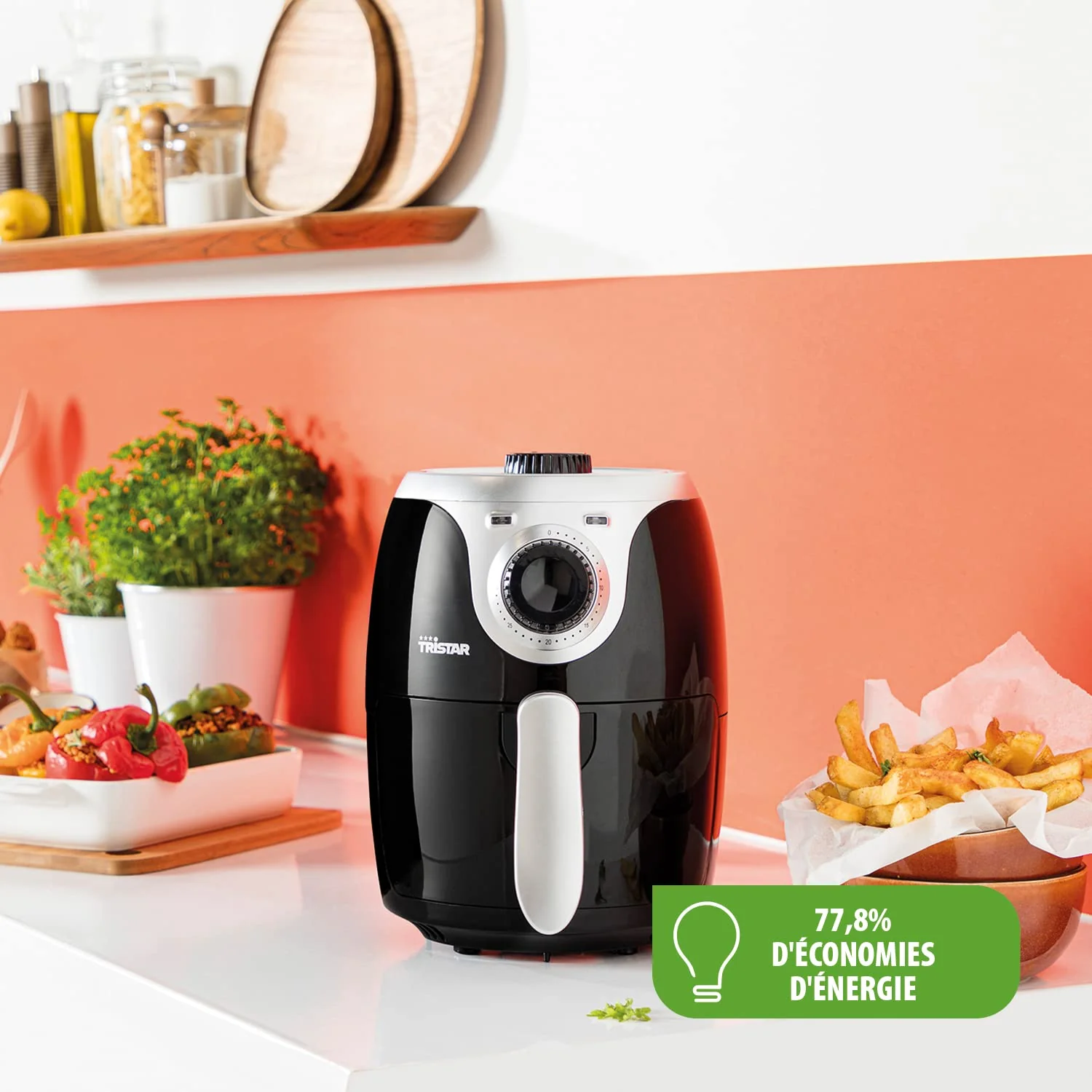 Tristar Crispy Fryer Mini – Capacité 2 L – 1000 W – 77,8% de consommation d'énergie en moins – Avec thermostat et minuterie – Revêtement antiadhésif – Airfryer FR-6980 - Image 10