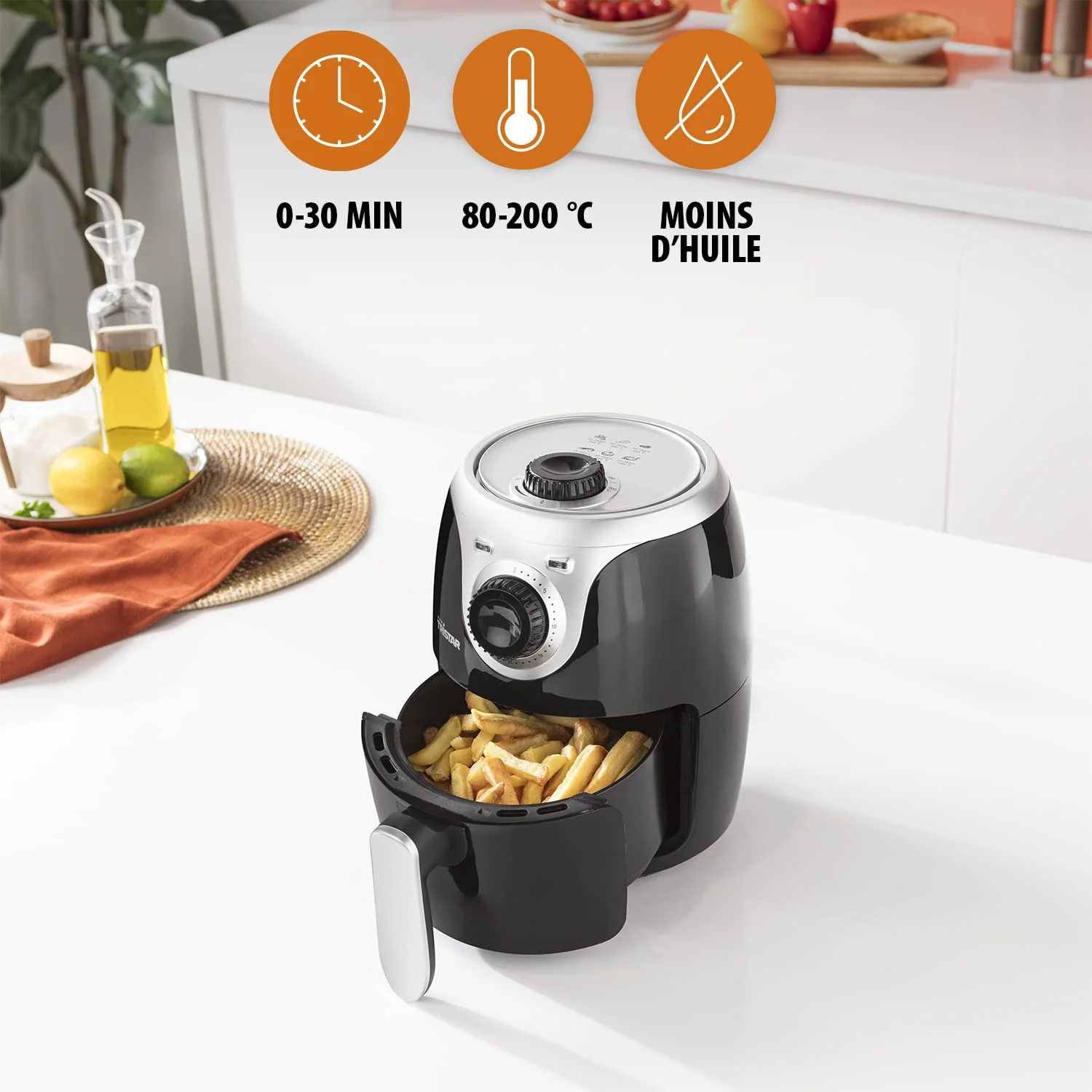 Tristar Crispy Fryer Mini – Capacité 2 L – 1000 W – 77,8% de consommation d'énergie en moins – Avec thermostat et minuterie – Revêtement antiadhésif – Airfryer FR-6980 - Image 12