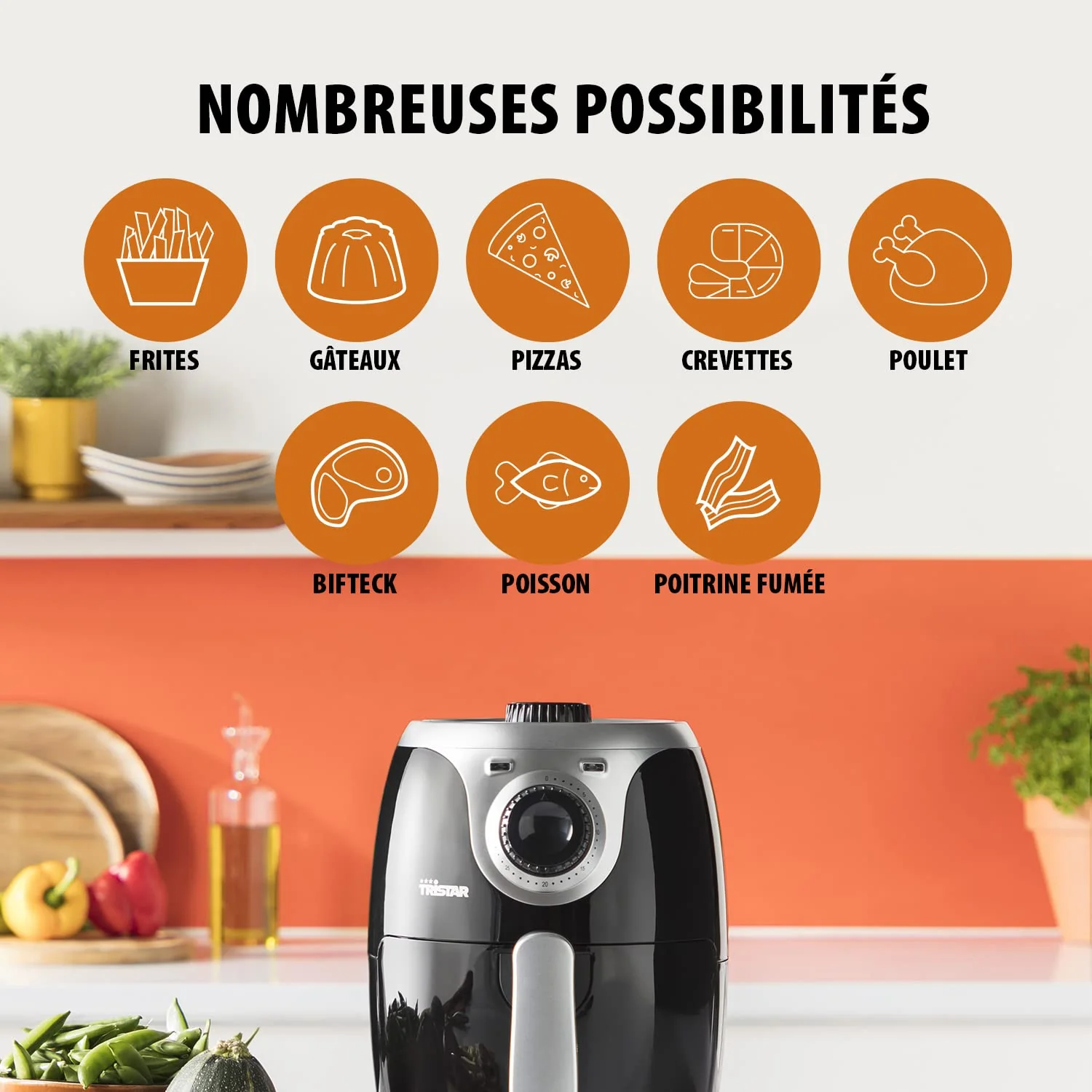 Tristar Crispy Fryer Mini – Capacité 2 L – 1000 W – 77,8% de consommation d'énergie en moins – Avec thermostat et minuterie – Revêtement antiadhésif – Airfryer FR-6980 - Image 14