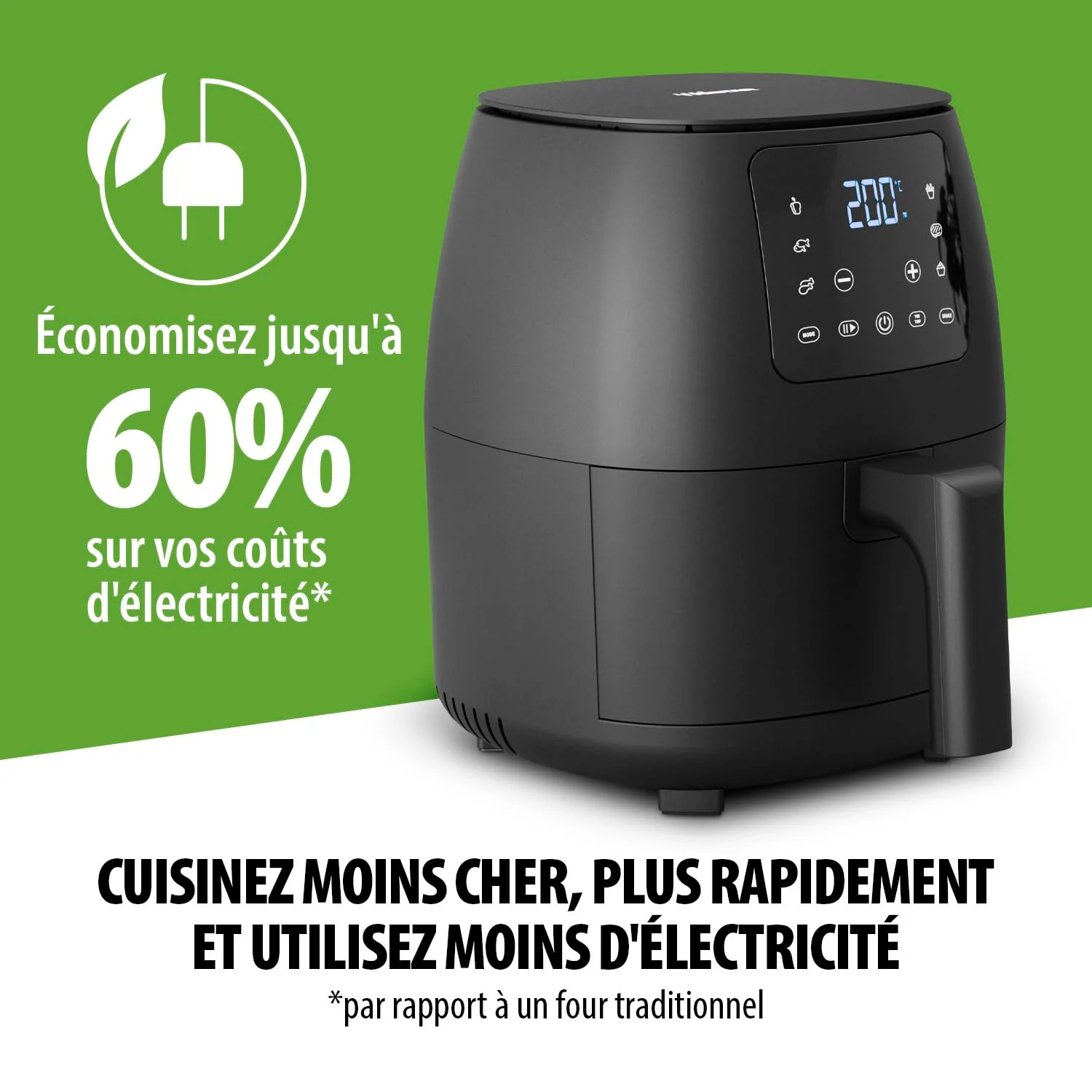 Tristar Crispy Fryer Mini – Capacité 2 L – 1000 W – 77,8% de consommation d'énergie en moins – Avec thermostat et minuterie – Revêtement antiadhésif – Airfryer FR-6980 - Image 6