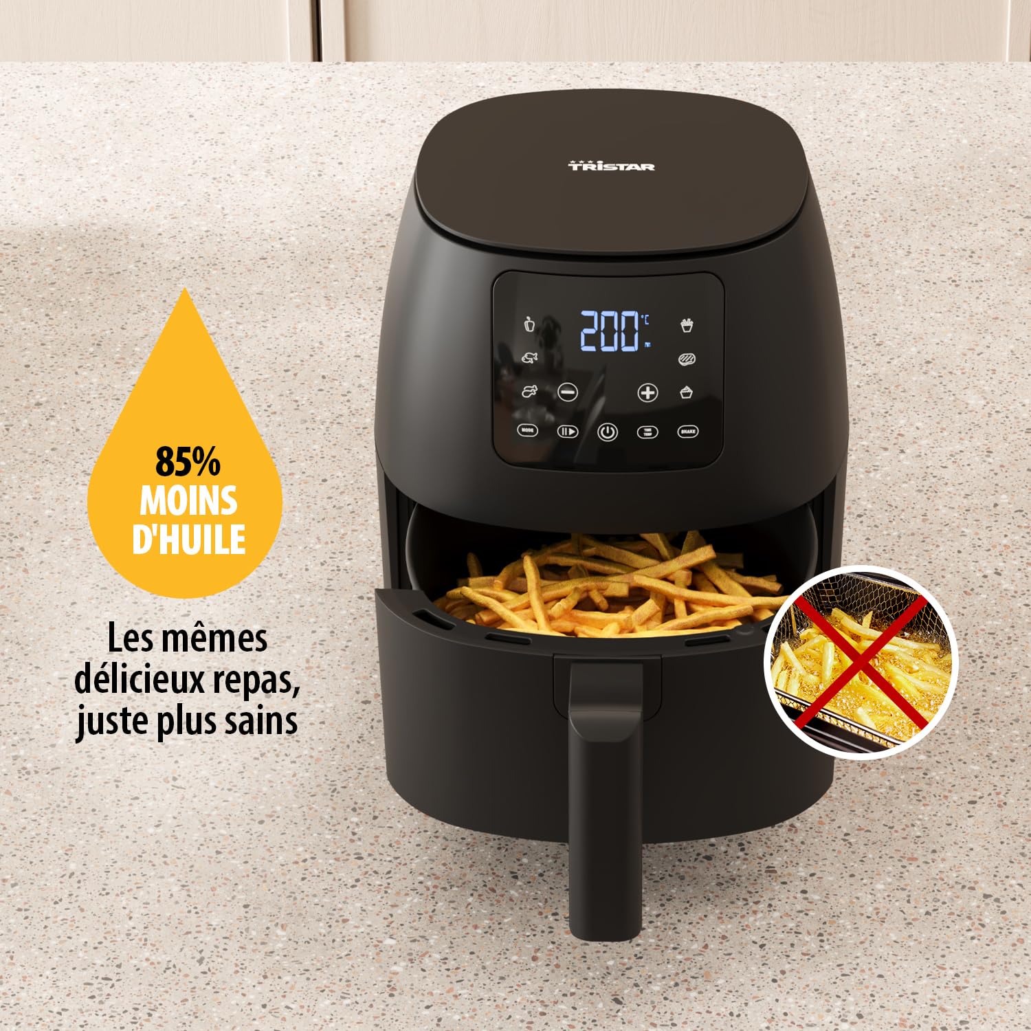 Tristar Crispy Fryer Mini – Capacité 2 L – 1000 W – 77,8% de consommation d'énergie en moins – Avec thermostat et minuterie – Revêtement antiadhésif – Airfryer FR-6980 - Image 8