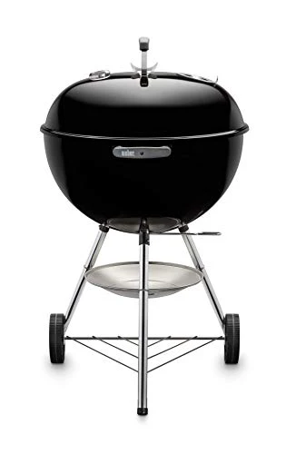 Weber Classic Kettle barbecue au charbon de bois, surface de cuisson Ø 57cm, barbecue avec couvercle et cuve en acier emaillé, thermomètre intégré au couvercle, trépied et roues - Noir (1341504) - Image 2
