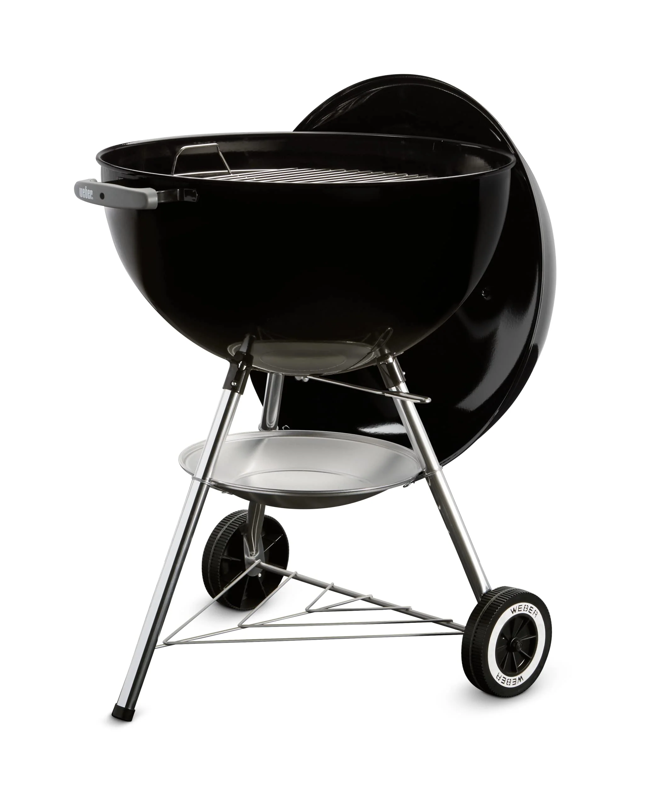 Weber Classic Kettle barbecue au charbon de bois, surface de cuisson Ø 57cm, barbecue avec couvercle et cuve en acier emaillé, thermomètre intégré au couvercle, trépied et roues - Noir (1341504) - Image 3